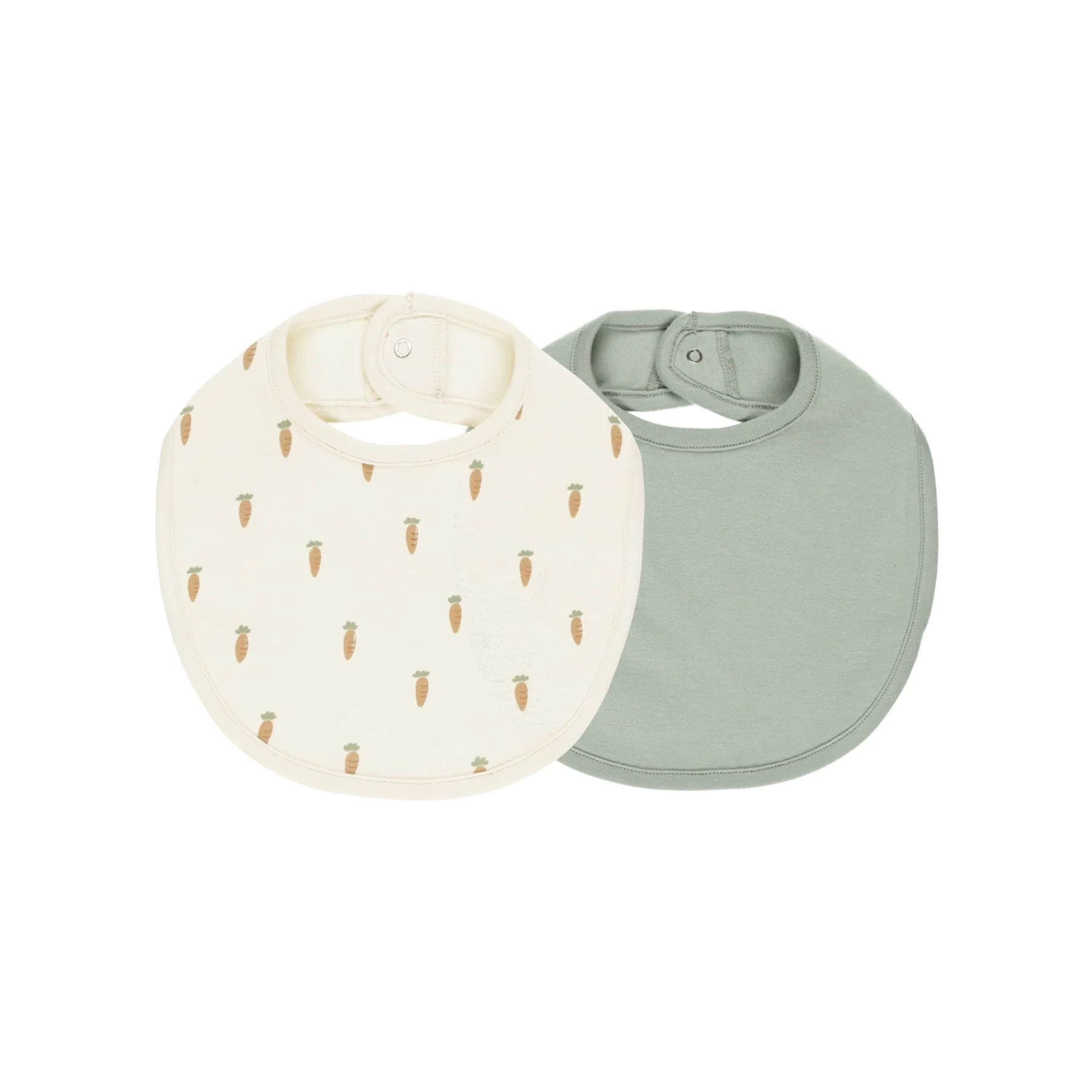 Jersey Snap Bib, 2 Pack - Carrots, Sage
