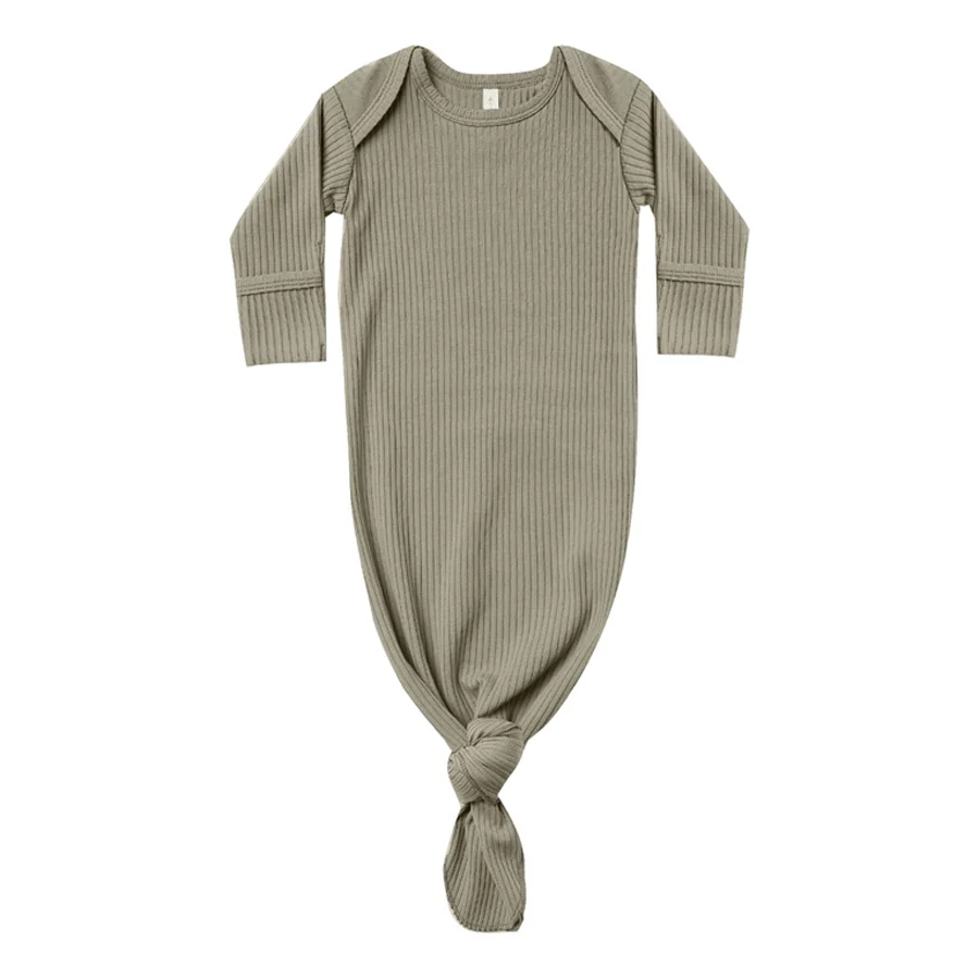 Quincy Mae Knotted Baby Gown - Fern
