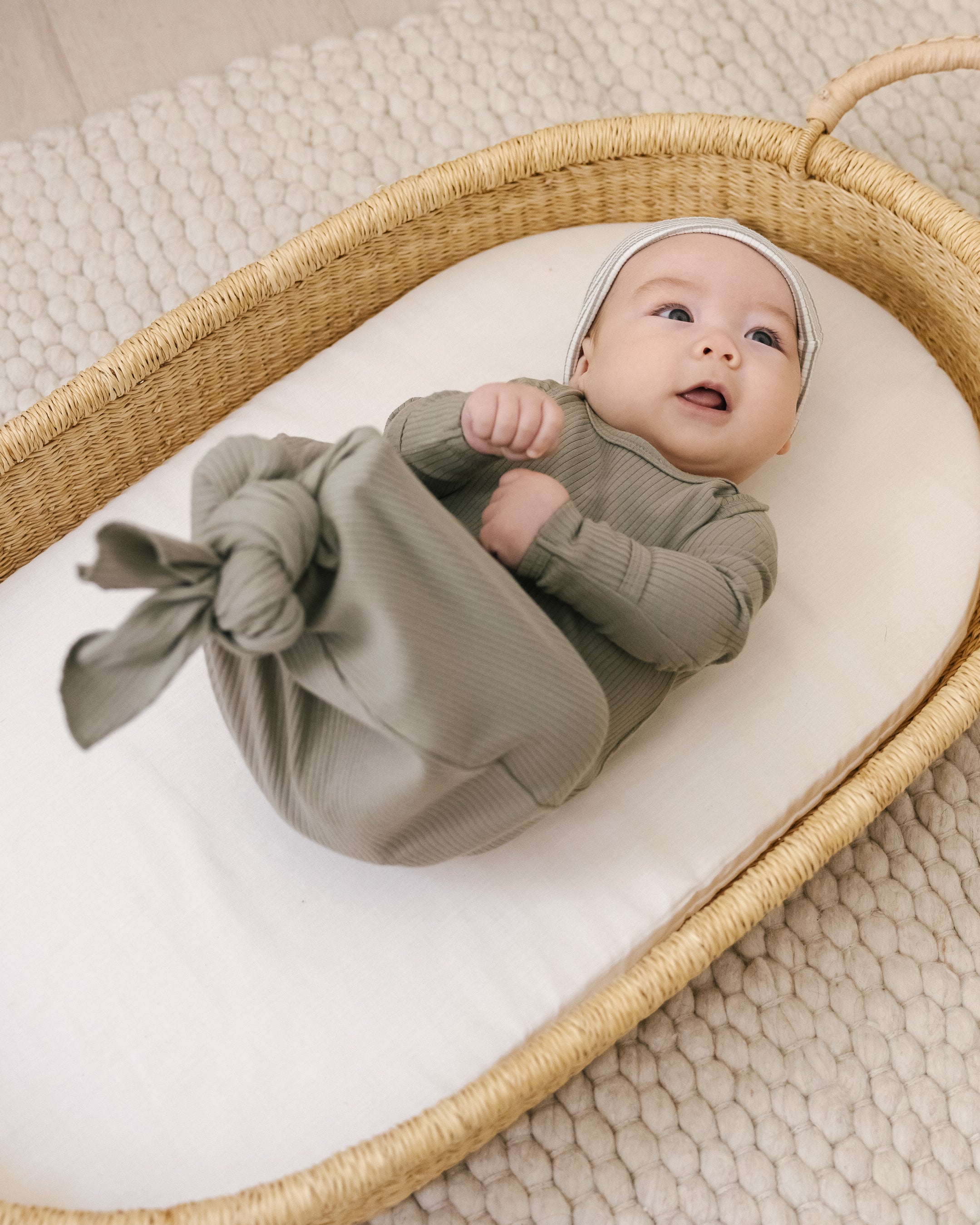 Quincy Mae Knotted Baby Gown - Fern - Image 2