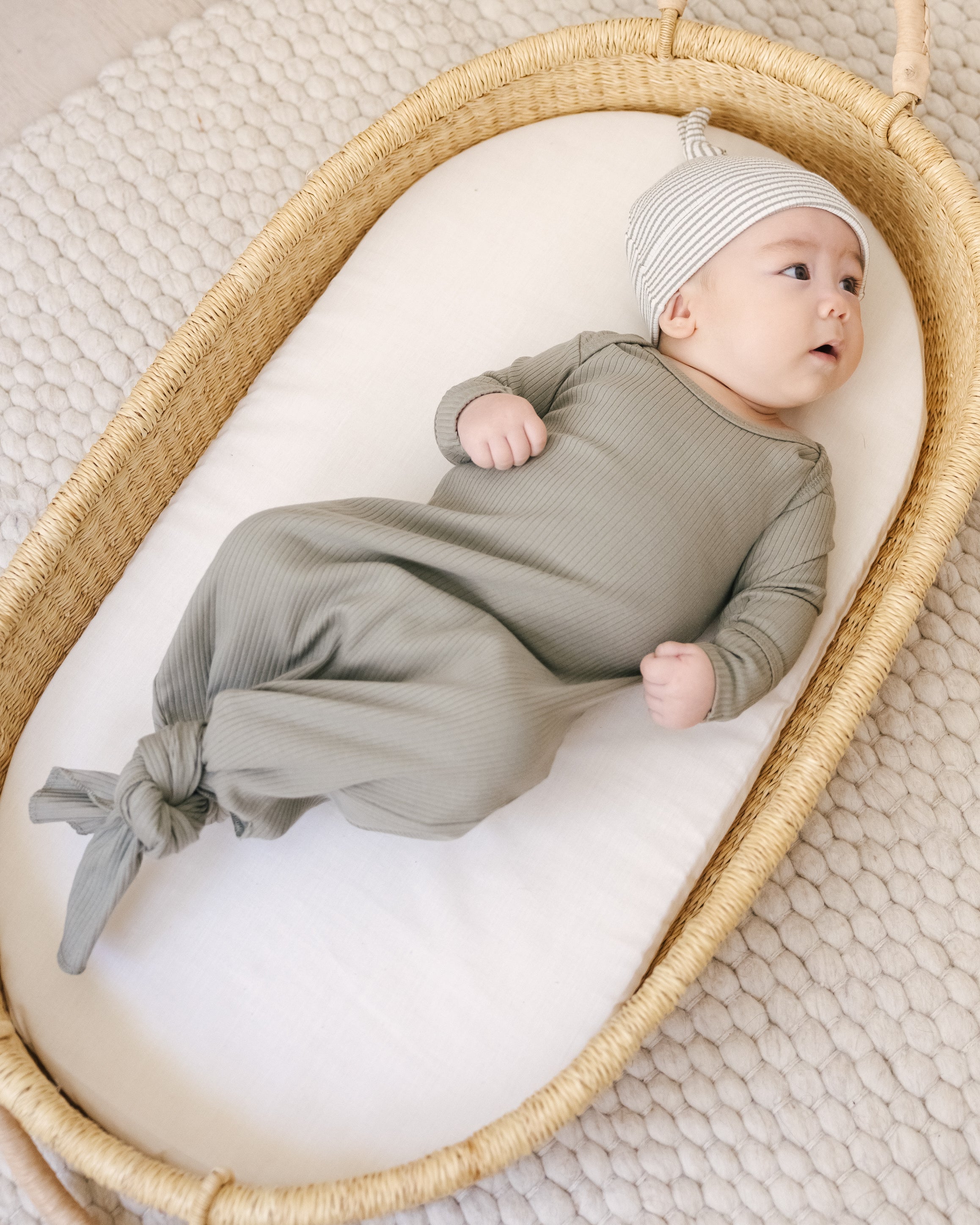 Quincy Mae Knotted Baby Gown - Fern - Image 3