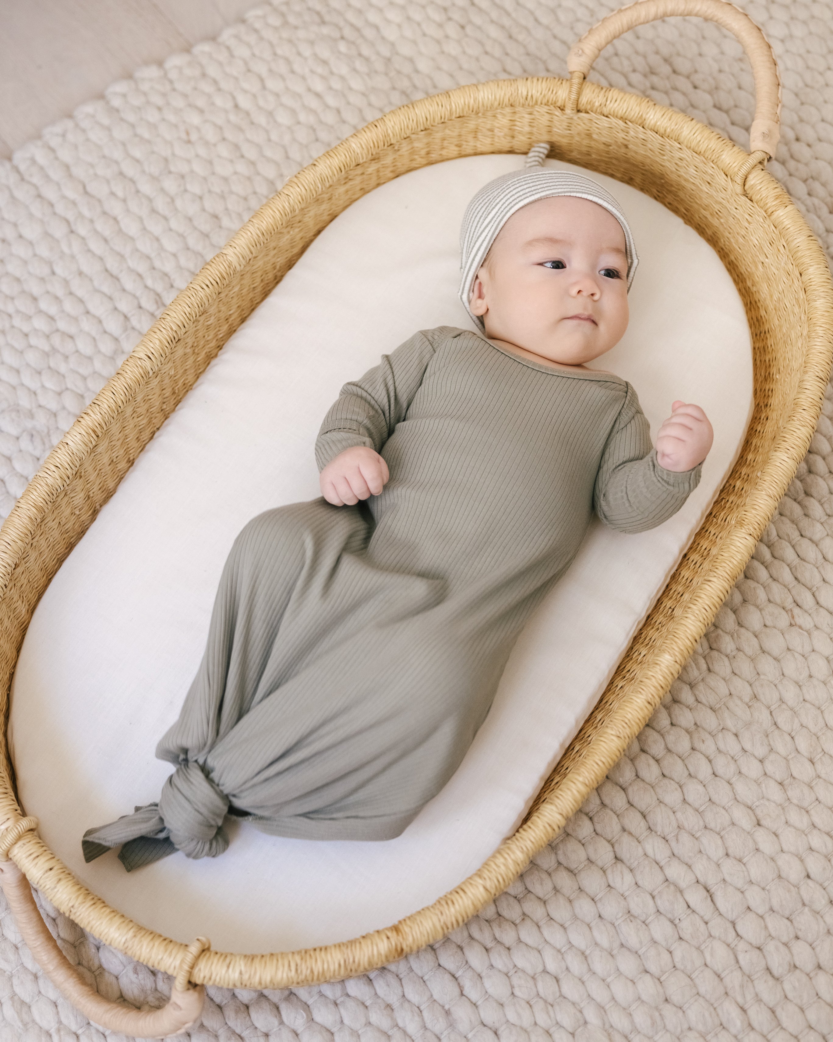 Quincy Mae Knotted Baby Gown - Fern - Image 4