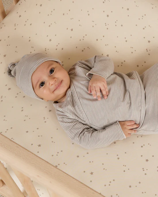 Knotted Baby Hat - Sky Micro Stripe - Image 2