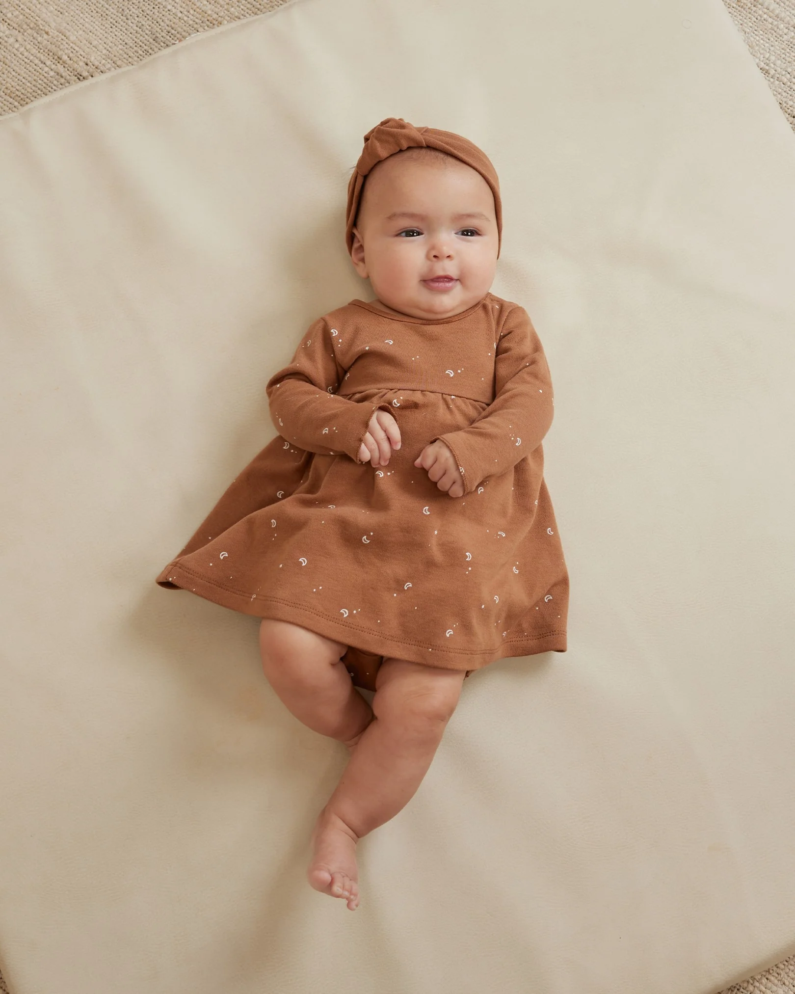 Quincy Mae Long Sleeve Baby Dress - Moons - Image 2