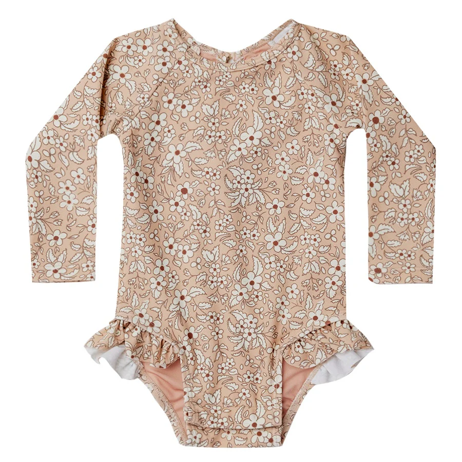 Quincy Mae One-Piece Girls Rashie | Apricot Floral