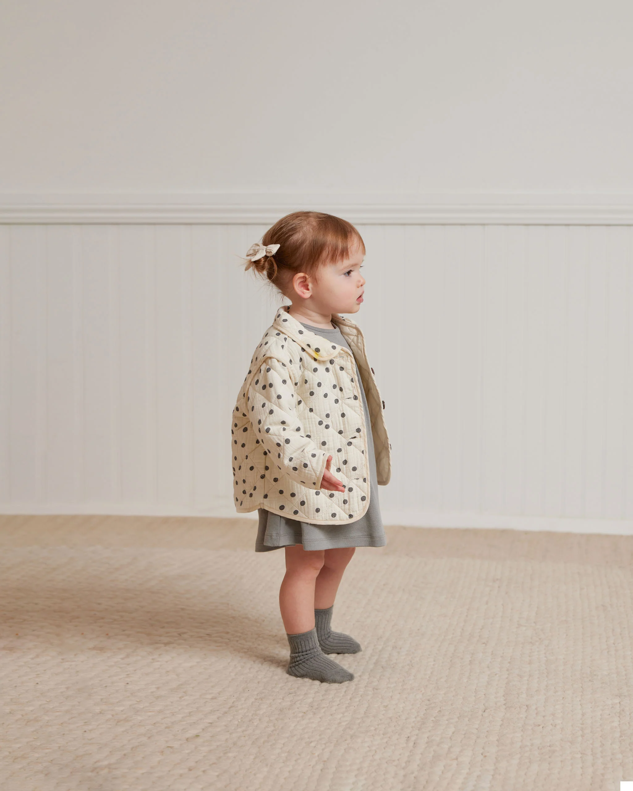 Quincy Mae Quilted Jacket - Navy Dot - Image 3