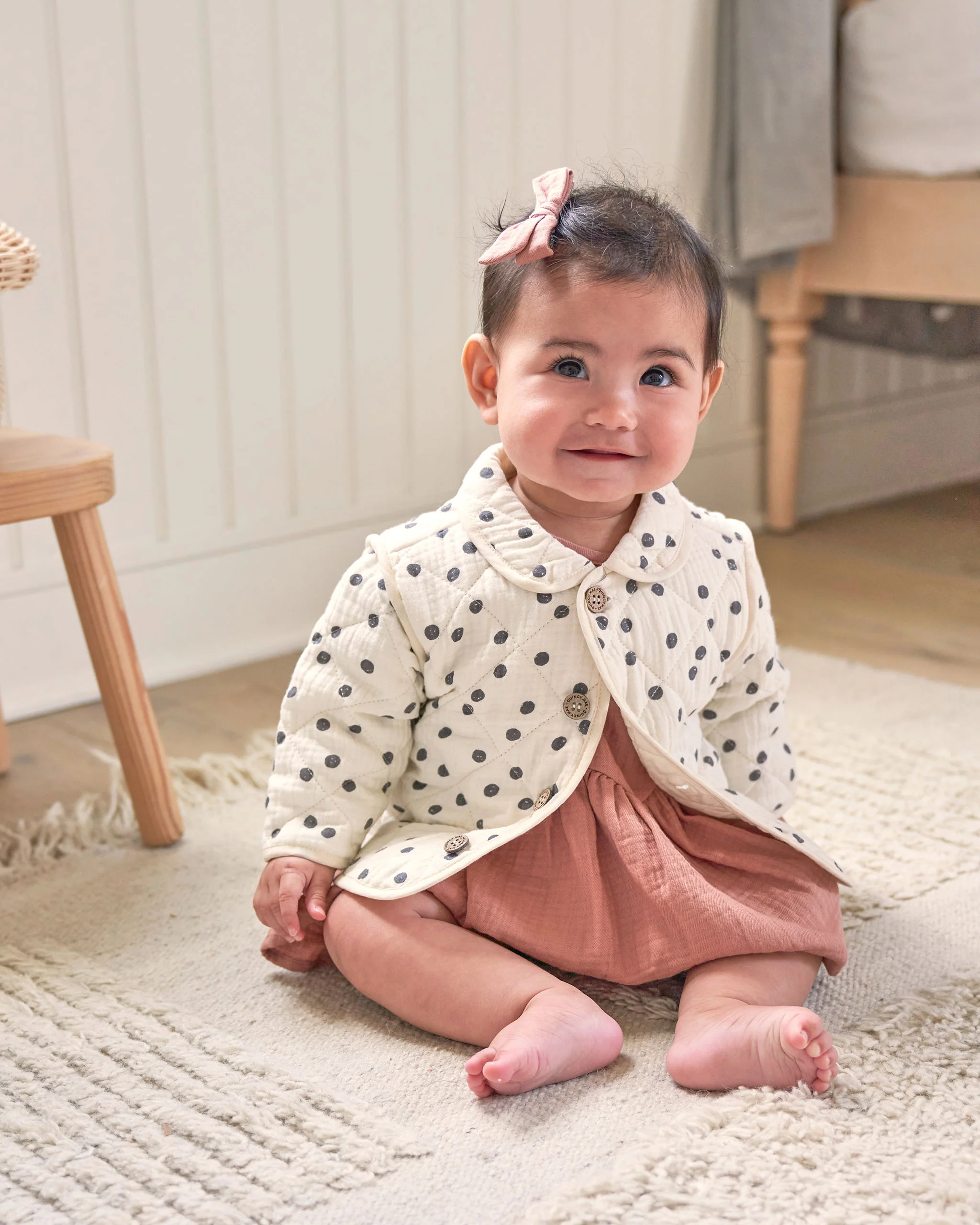Quincy Mae Quilted Jacket - Navy Dot - Image 4