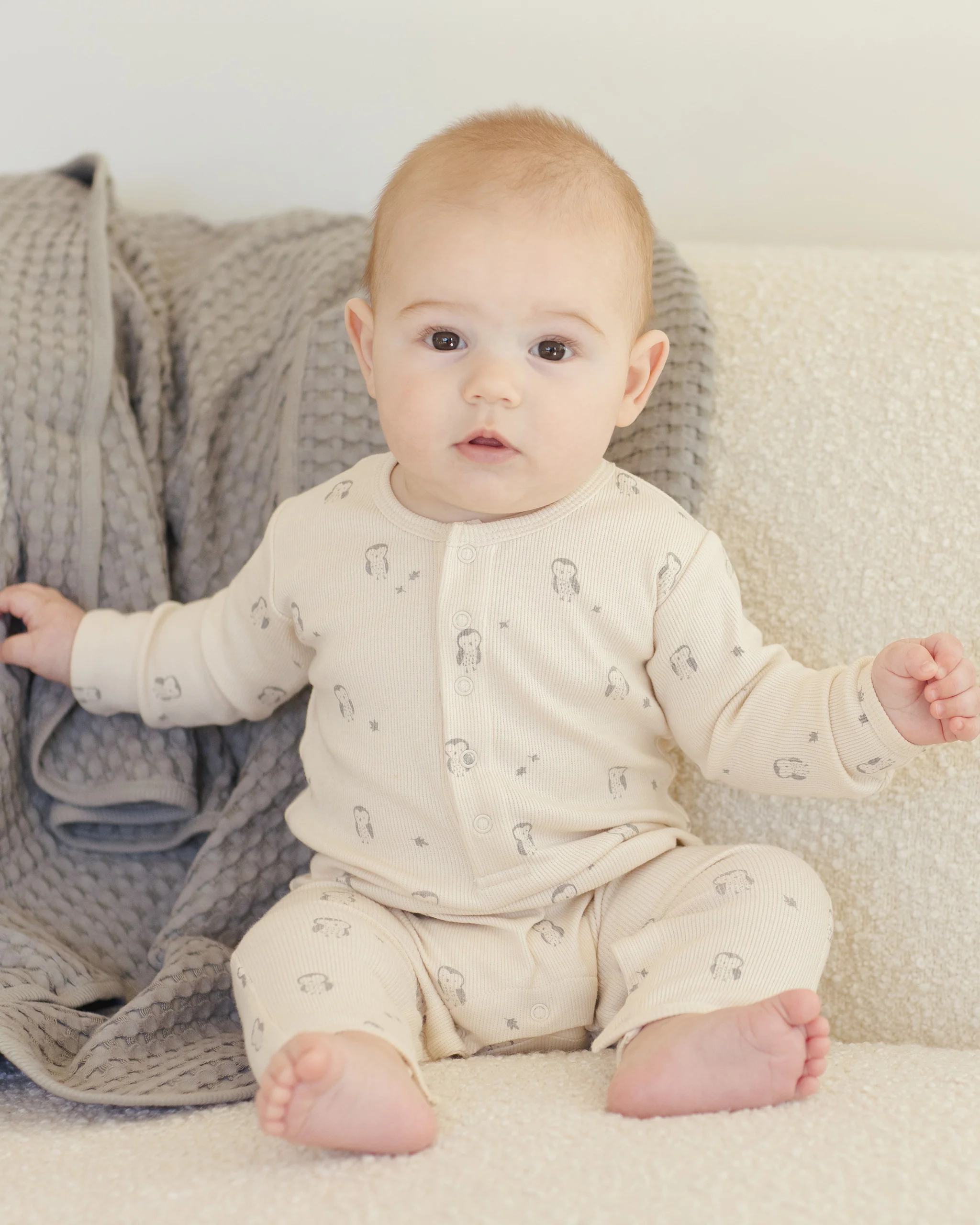 Ribbed Baby Jumpsuit - Owls - Image 2