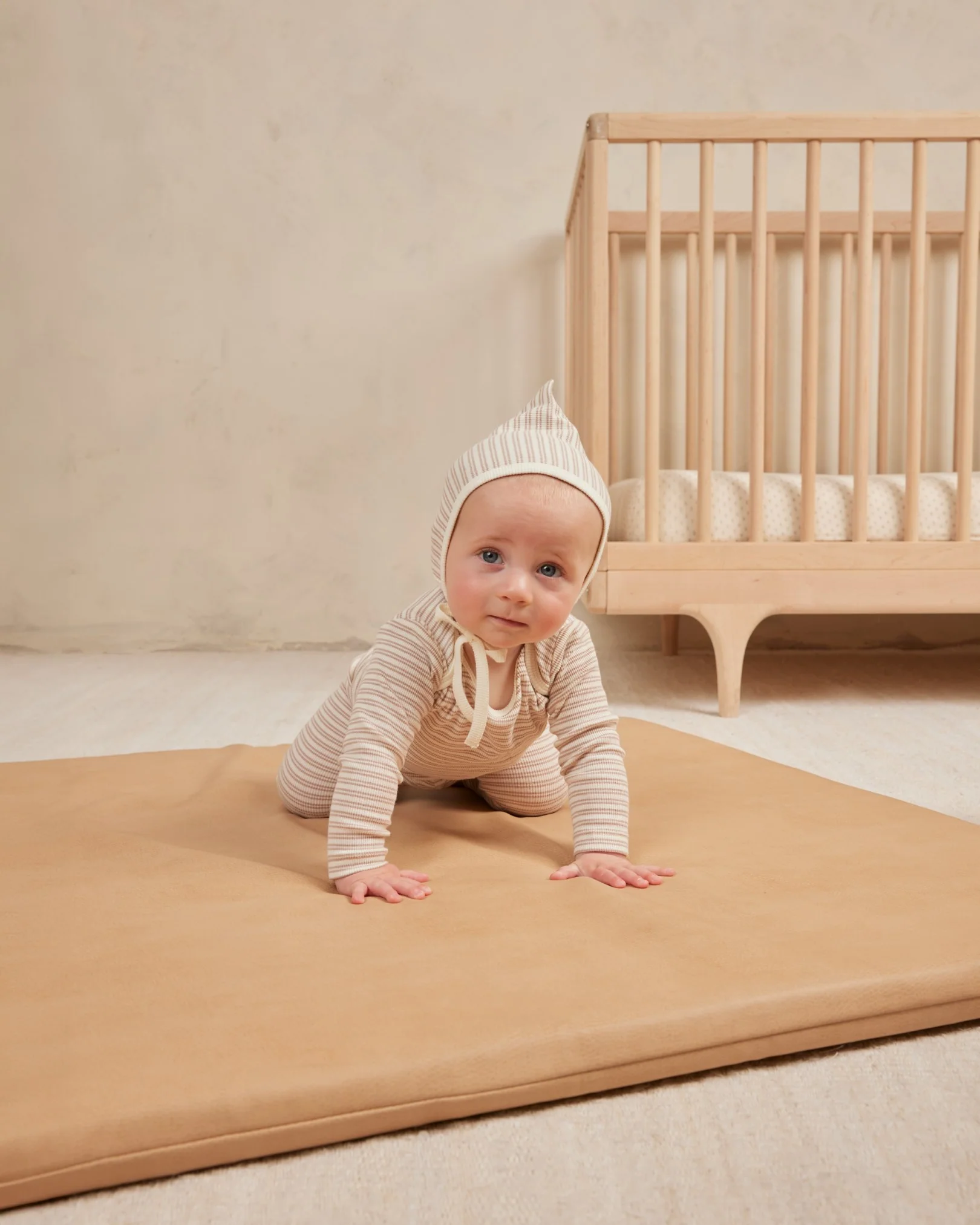Quincy Mae Ribbed Tee and Legging Set - Oat Stripe - Image 3