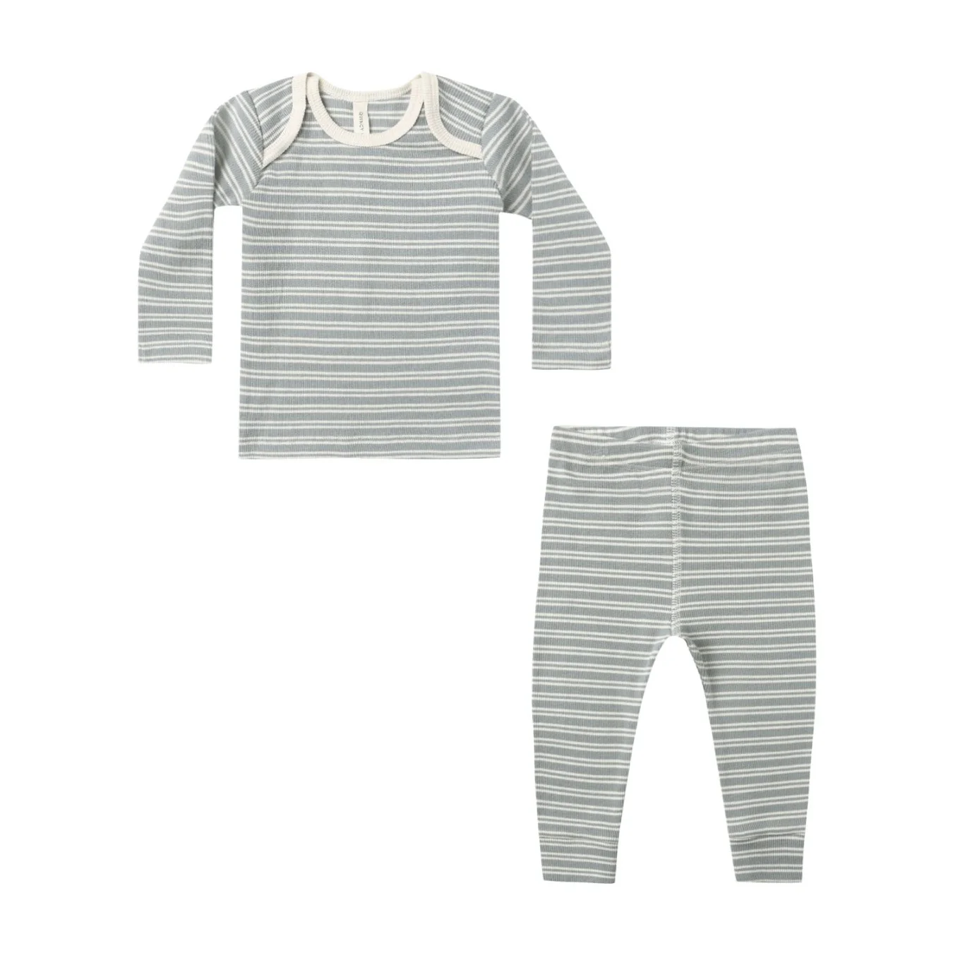 Ribbed Tee + Legging Set - Steel Blue Micro Stripe