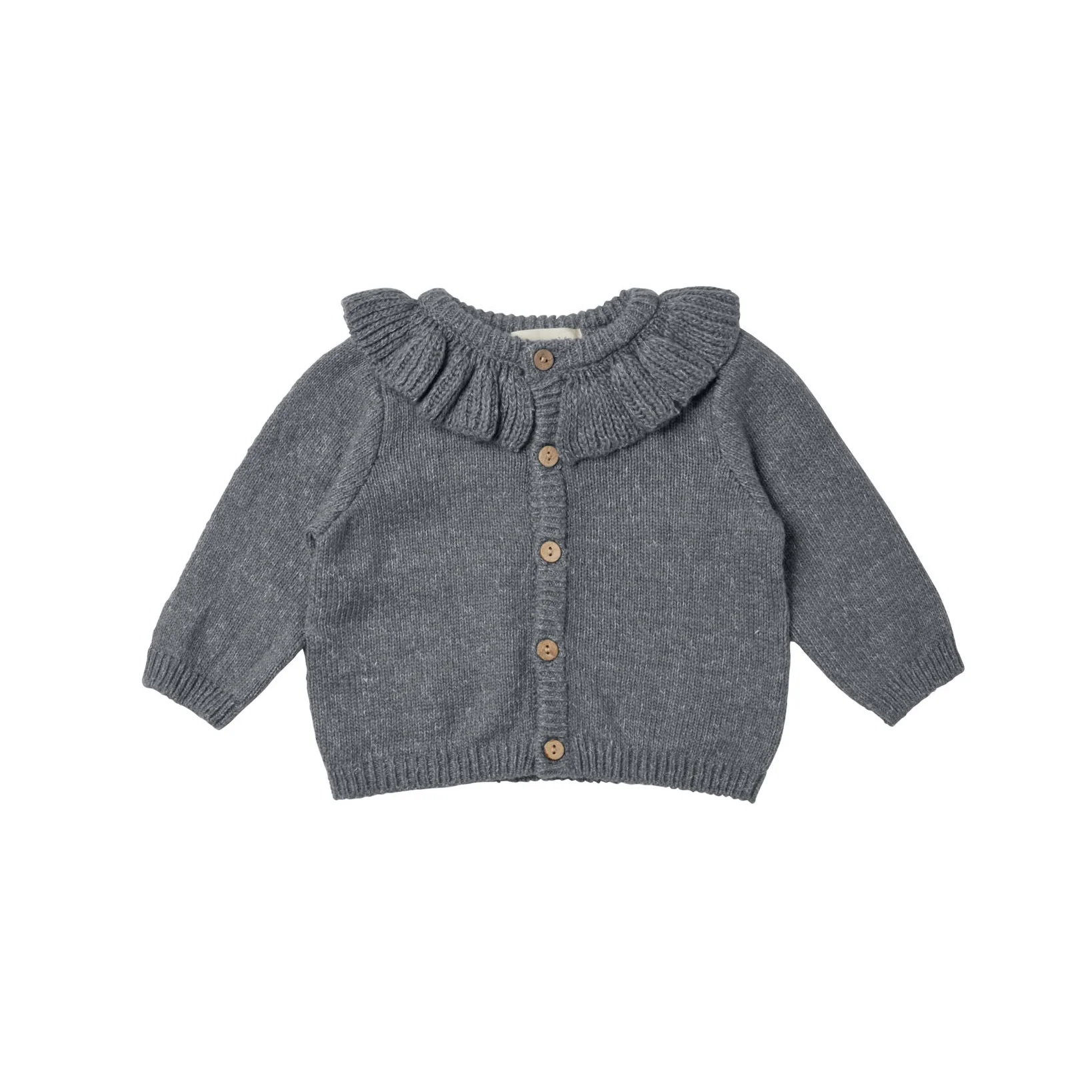 Quincy Mae Ruffle Collar Cardigan - Navy Heather