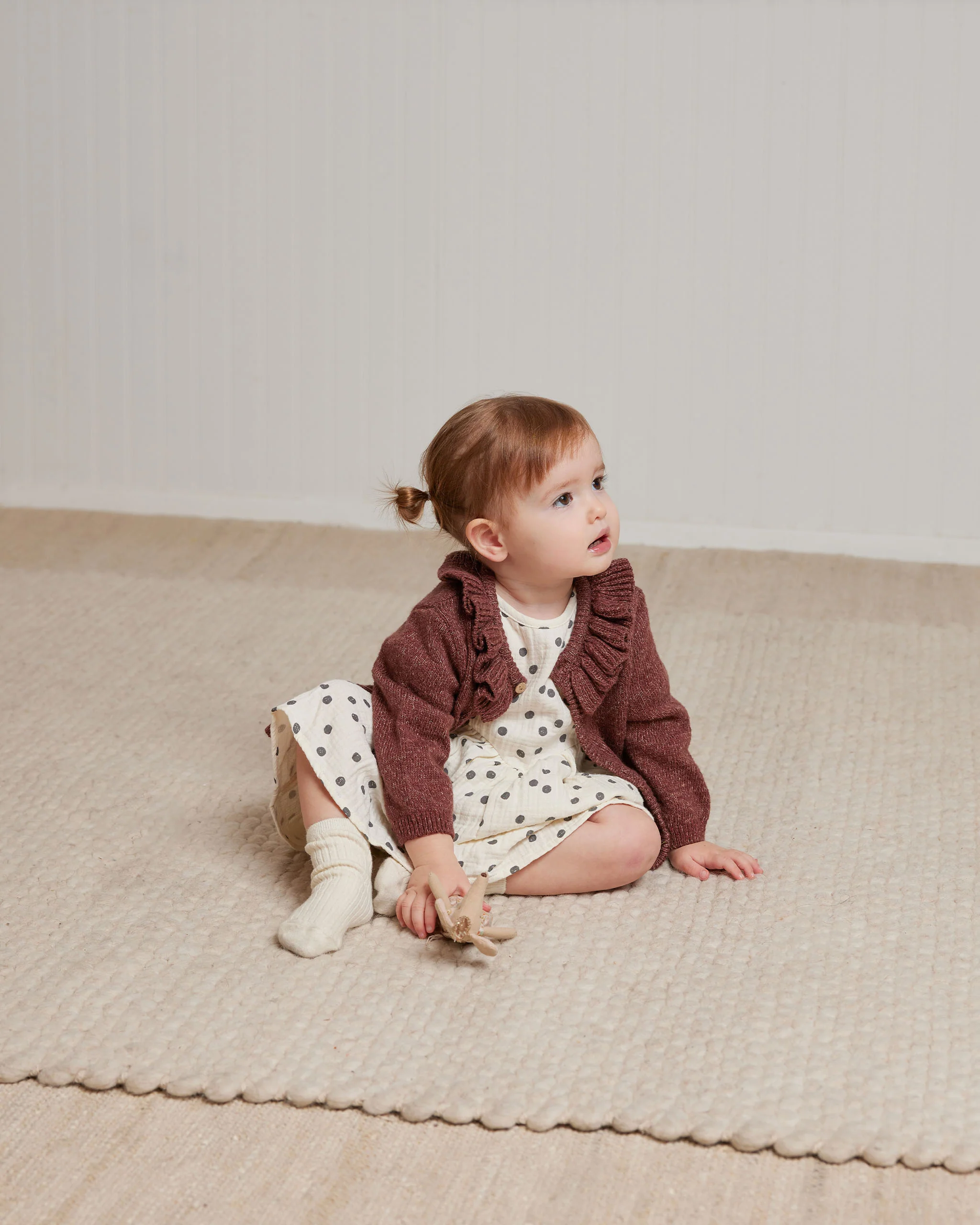 Quincy Mae Ruffle Collar Cardigan - Plum Heather - Image 4