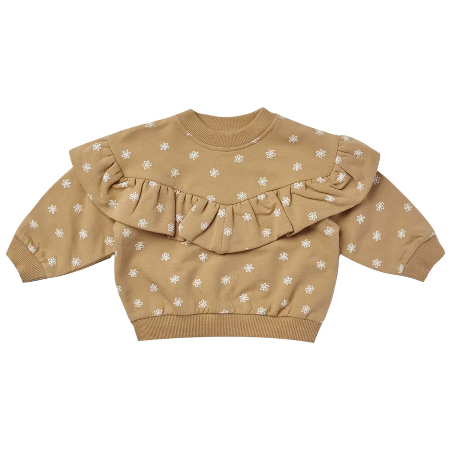 Quincy Mae Ruffle Fleece Sweatshirt - Daisy
