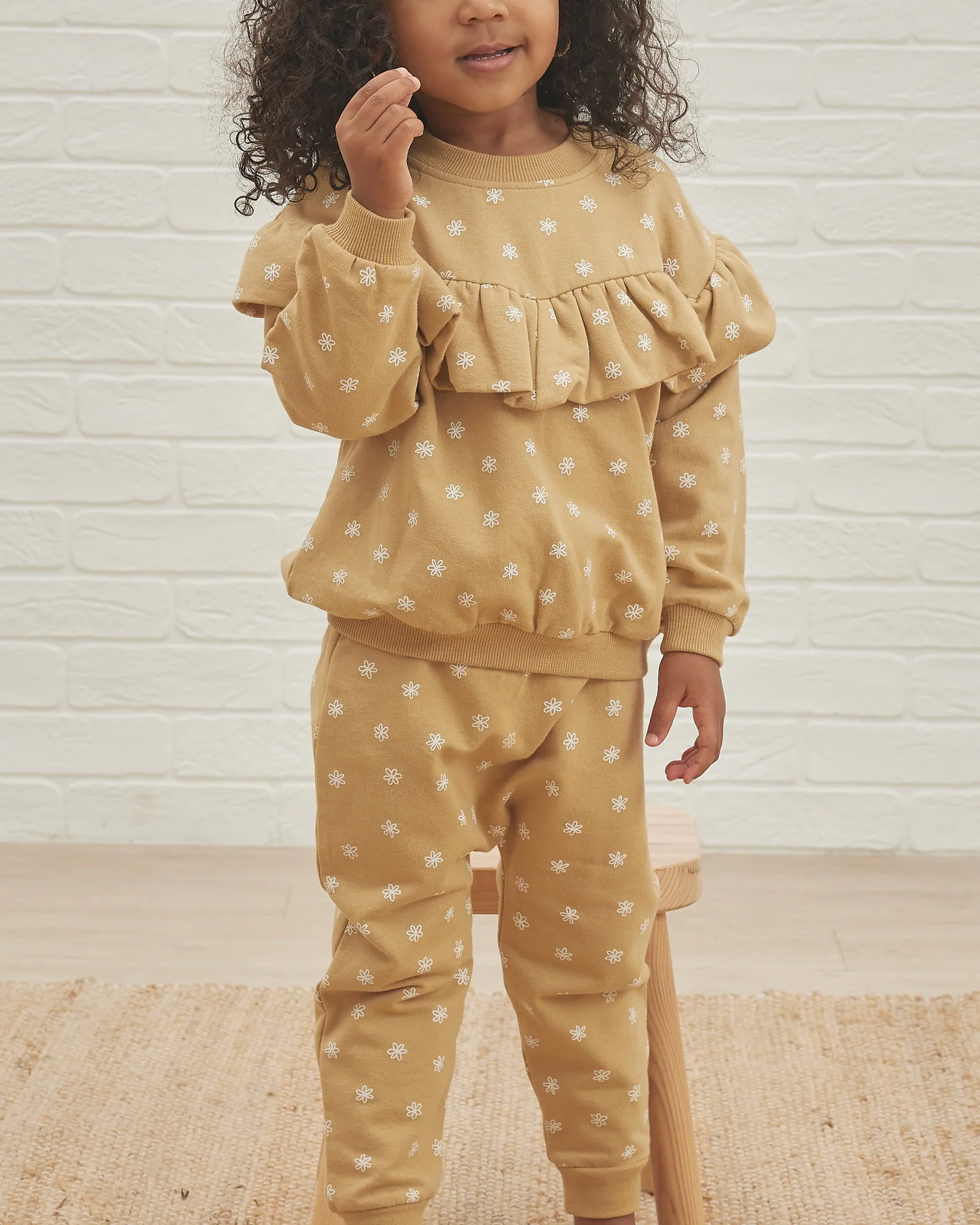 Quincy Mae Ruffle Fleece Sweatshirt - Daisy - Image 2