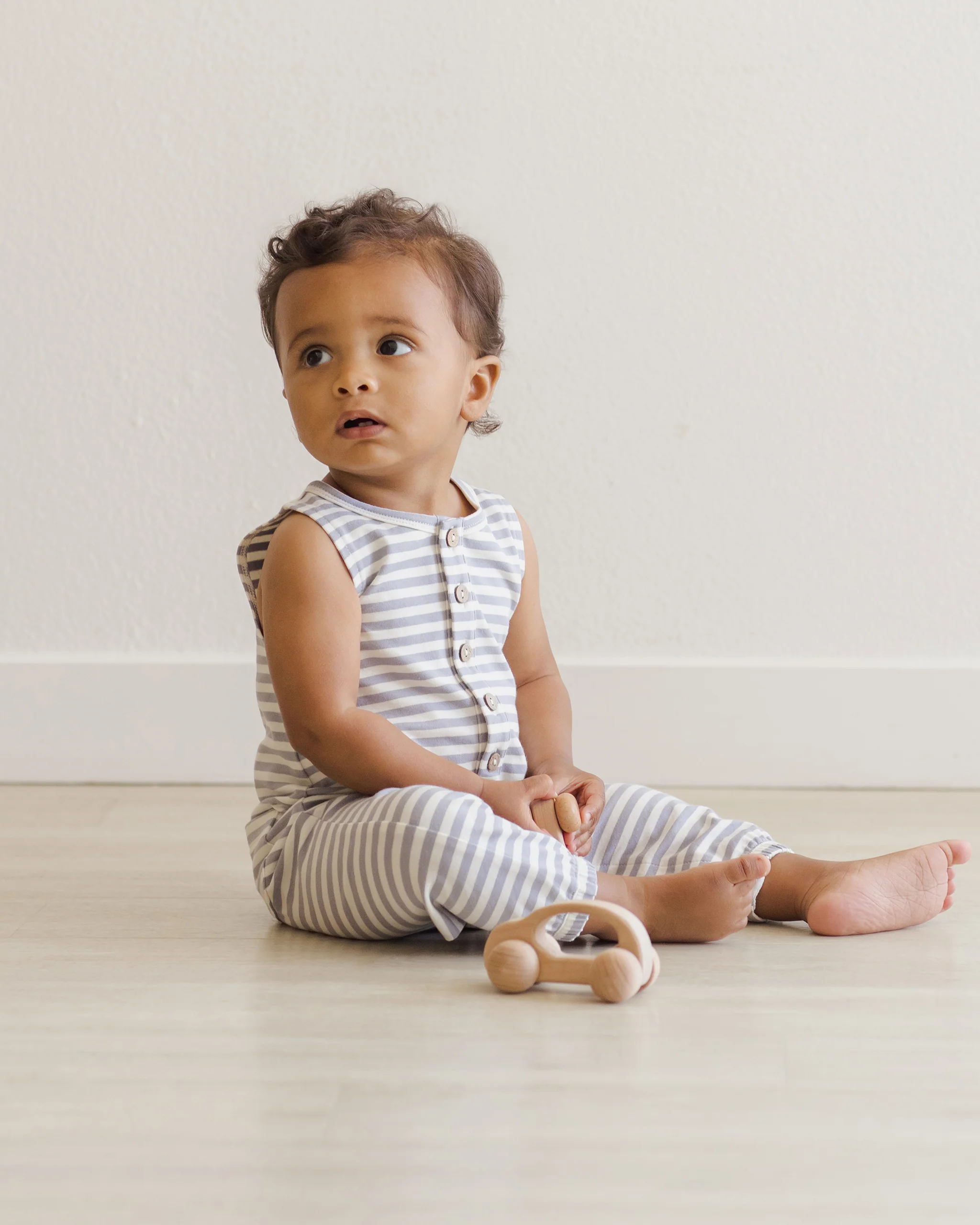 Sleeveless Jumpsuit - Blue Stripe - Image 2