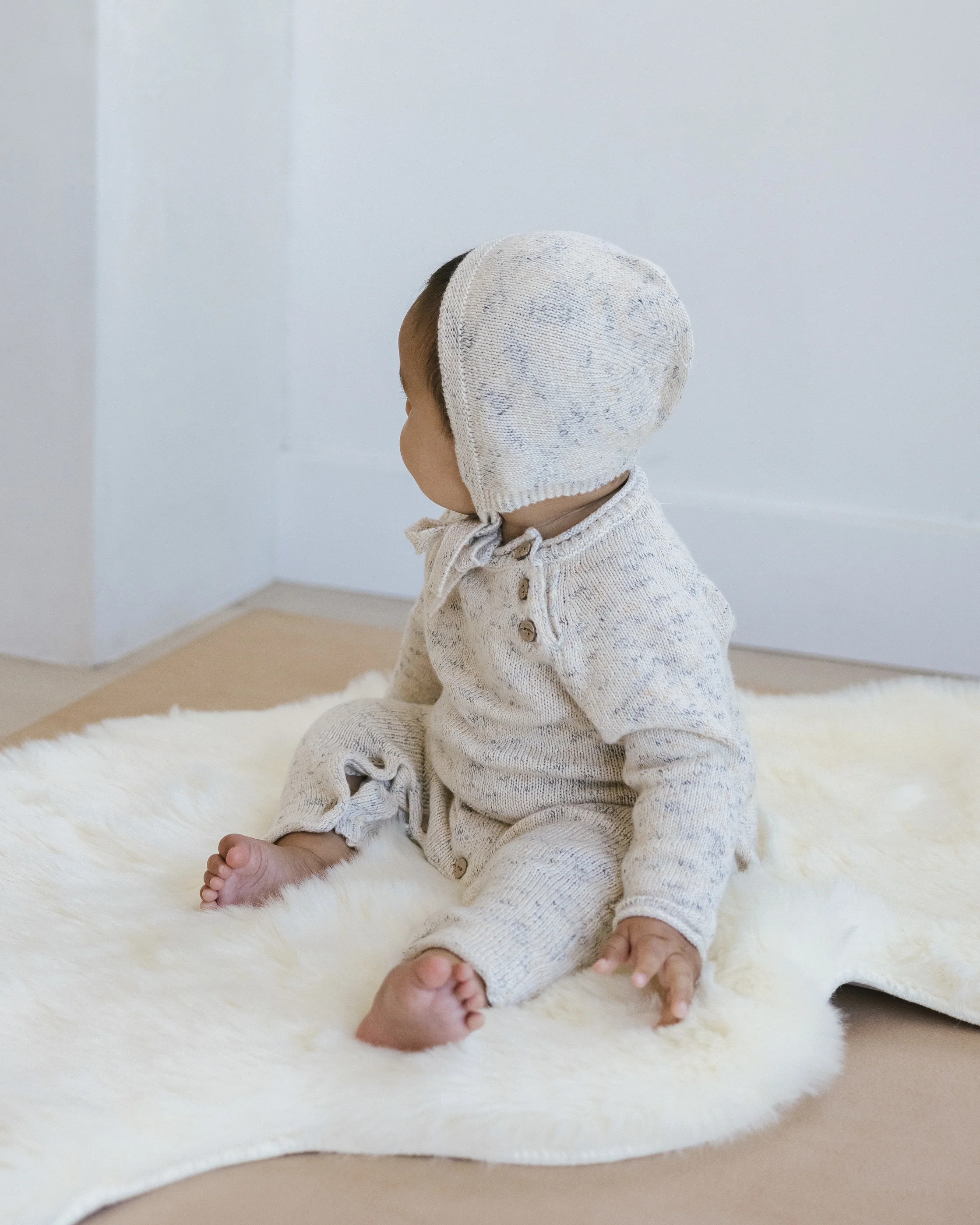 Quincy Mae Speckled Knit Bonnet - Natural - Image 3