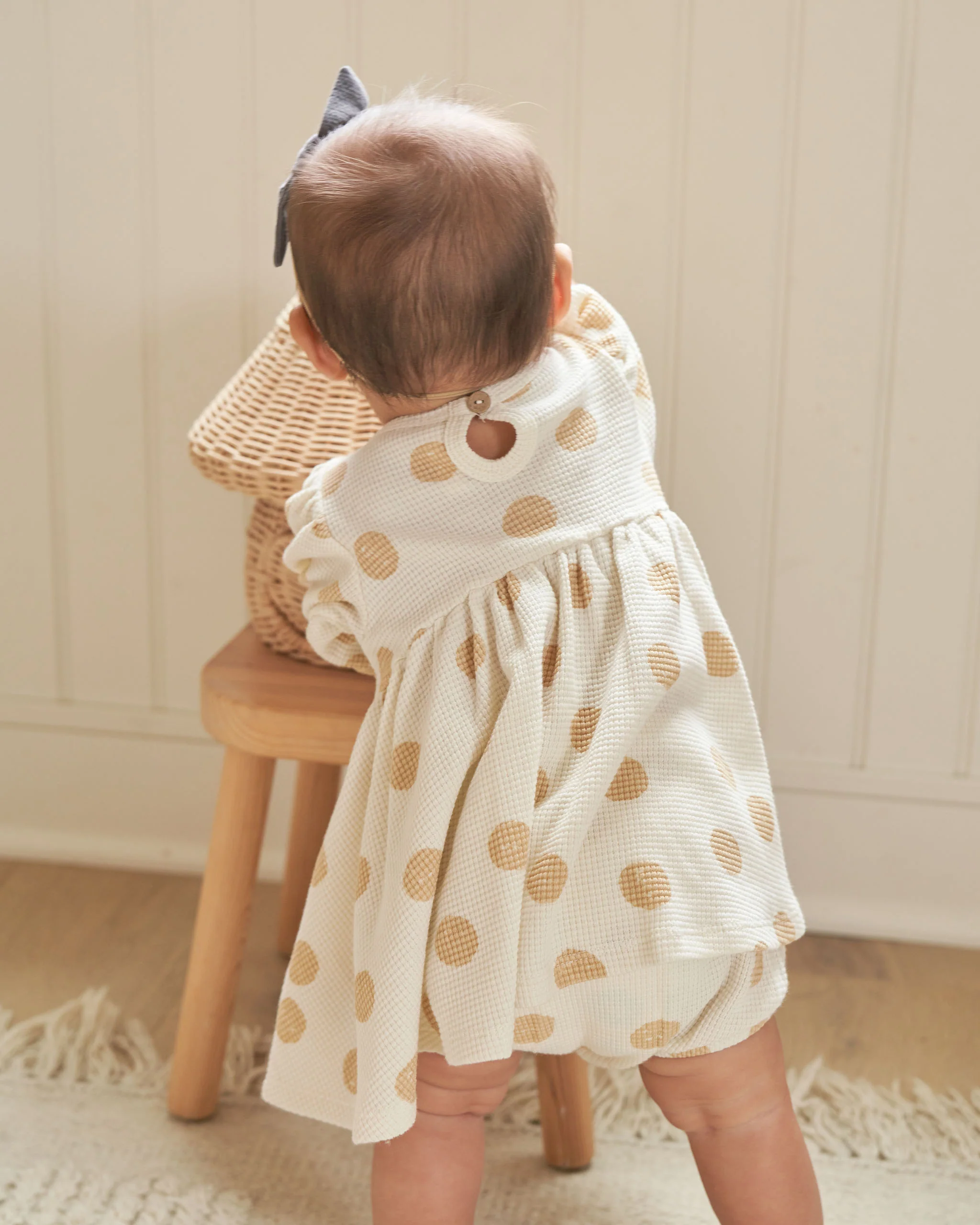 Quincy Mae Waffle Babydoll Dress - Butter Dots - Image 3
