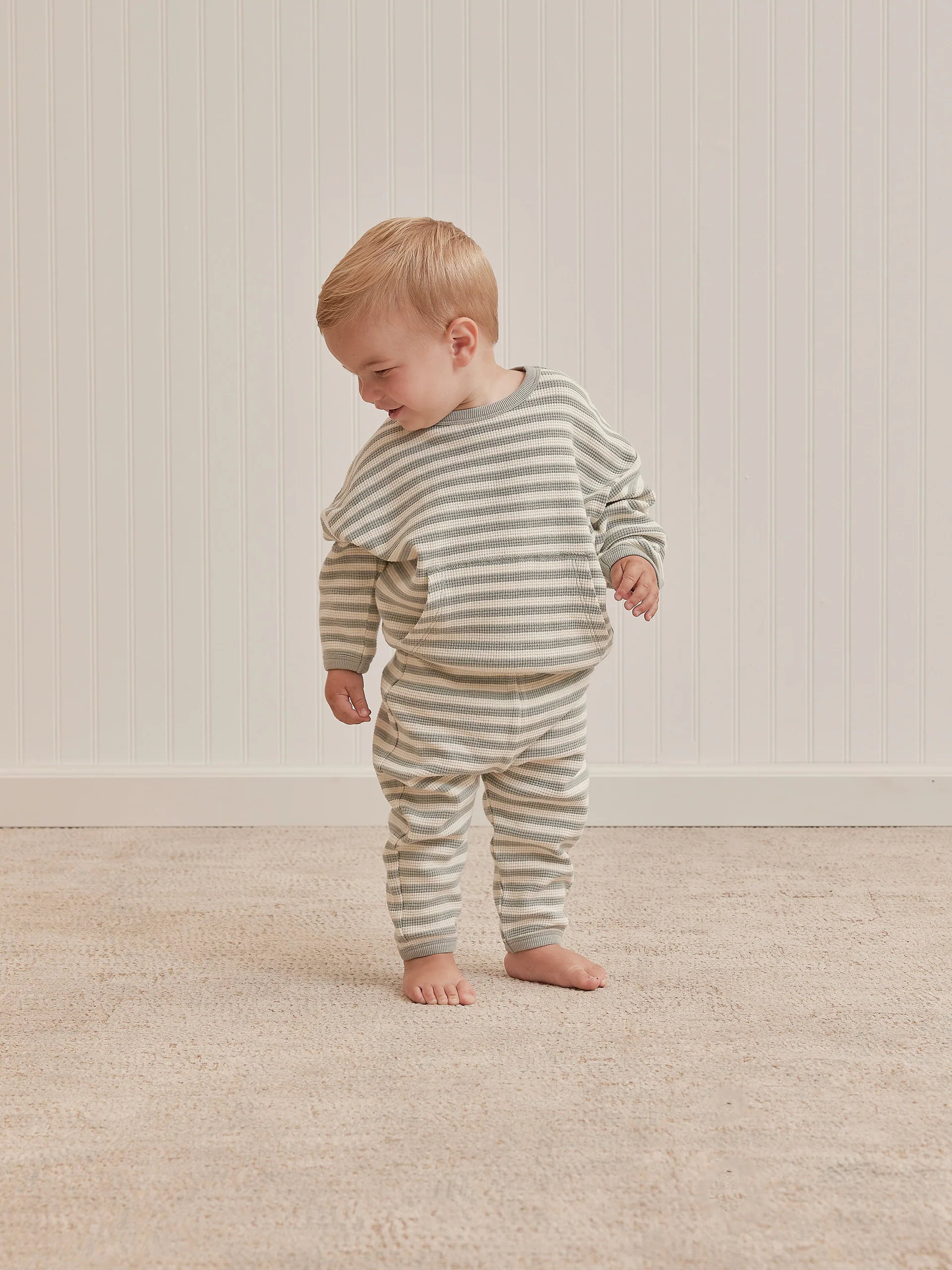 Quincy Mae Waffle Sweat Set | Sky Stripe - Image 2