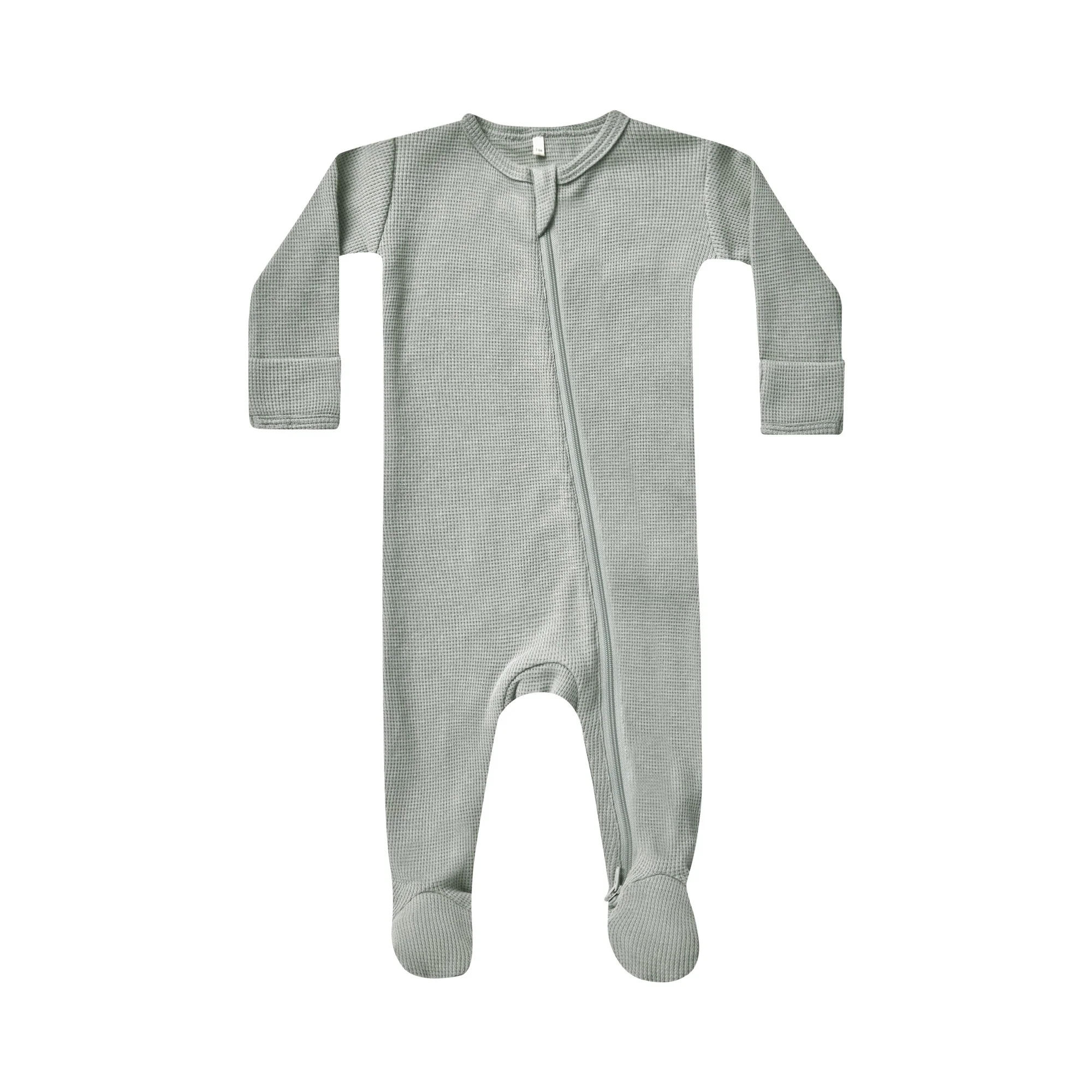 Quincy Mae Waffle Zip Footie - Sky