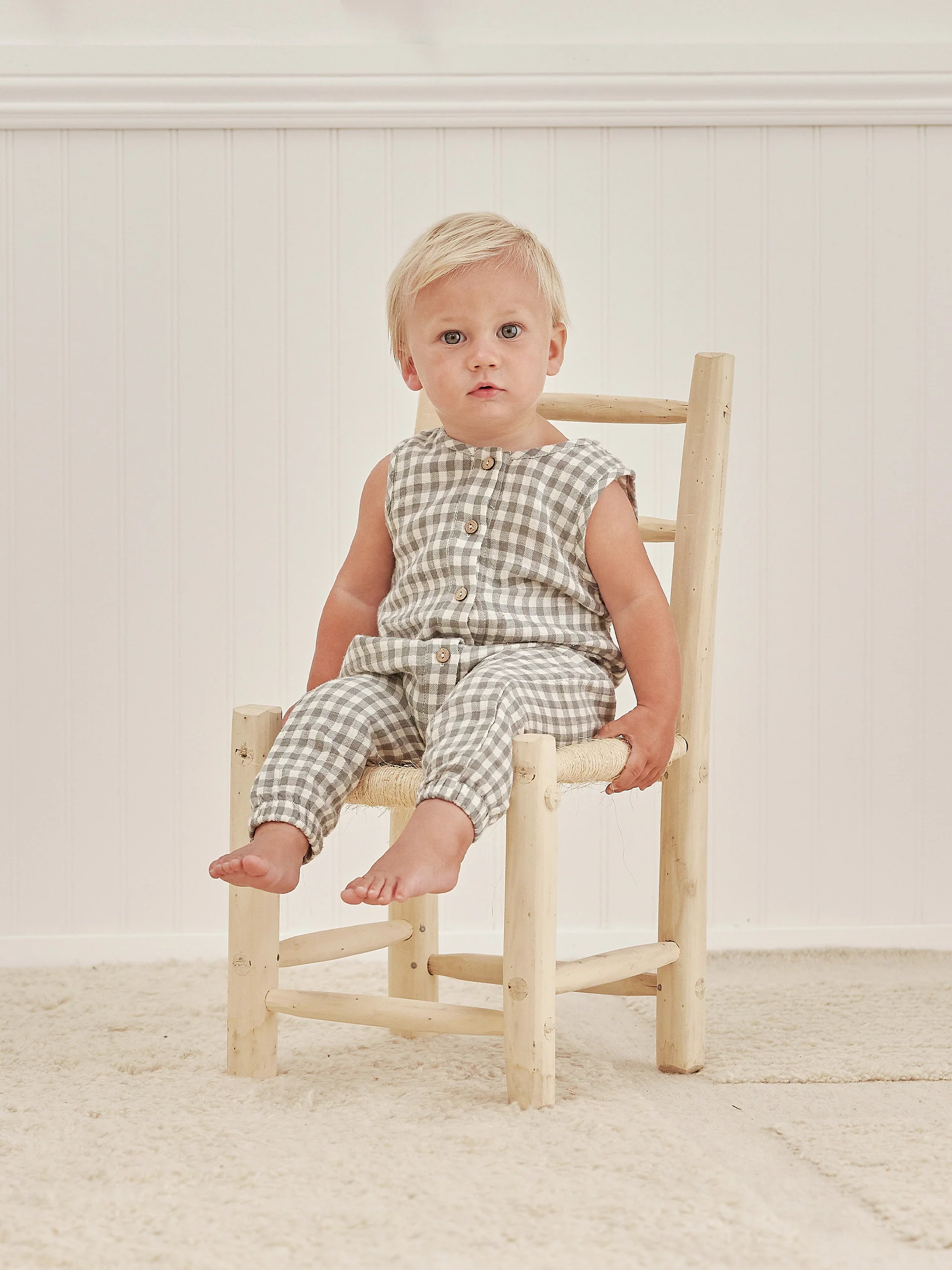 Quincy Mae Woven Jumpsuit | Sea Green Gingham - Image 2
