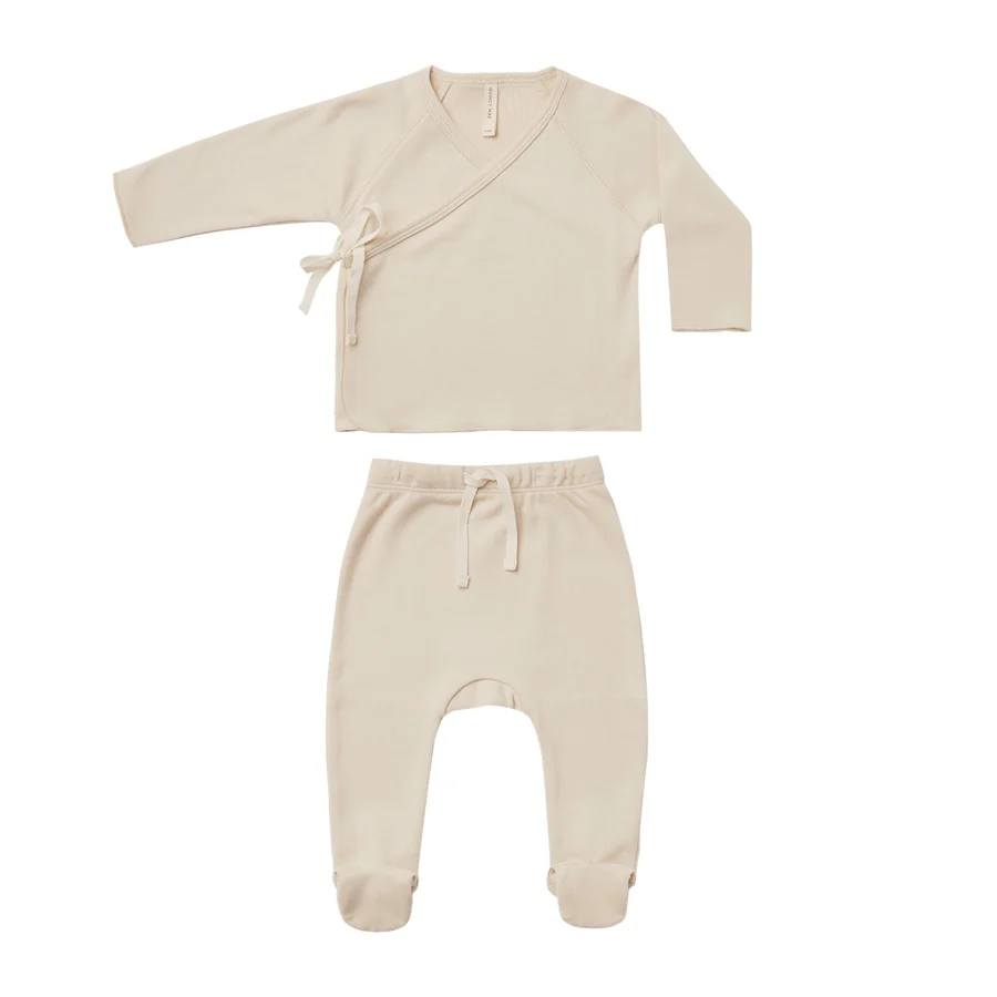 Quincy Mae Wrap Top + Pant Set | Natural