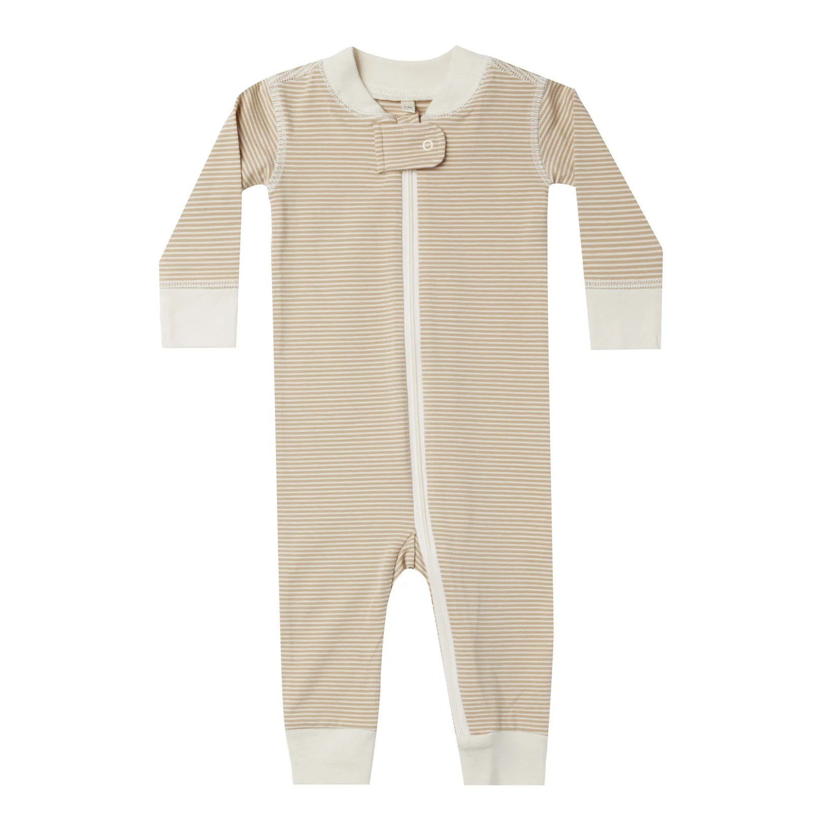 Zip Longsleeve Sleeper - Latte Micro Stripe