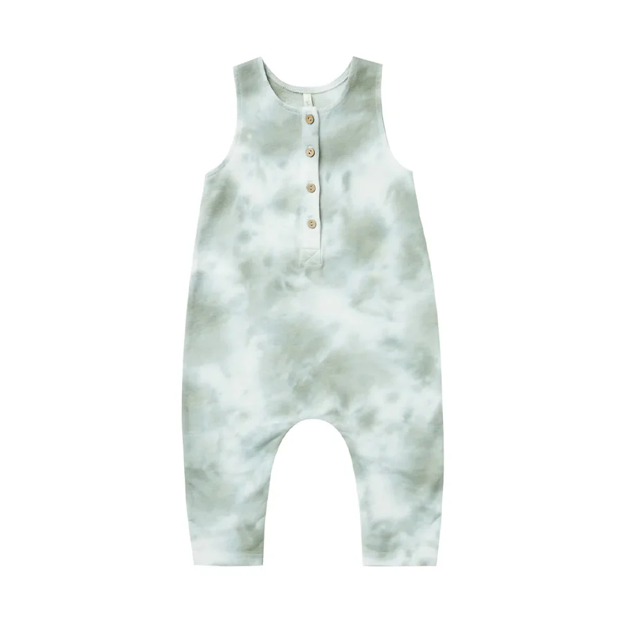 Rylee + Cru Sleeveless Jumpsuit - Aqua Tie Dye