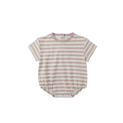Relaxed Short Sleeve Bubble Romper - Pink Stripe