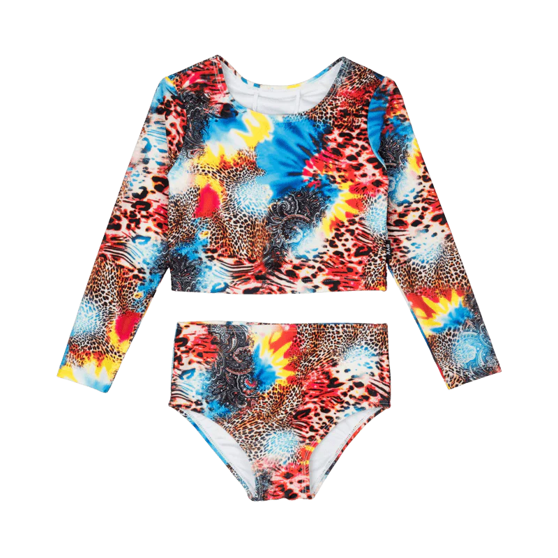 Rock Your Baby Abstract Leopard Rashie Set With Lining