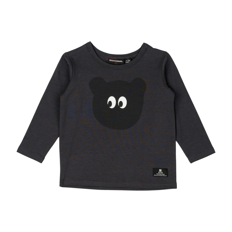 Rock Your Baby Bertie Bear Charcoal Long Sleeve T-Shirt