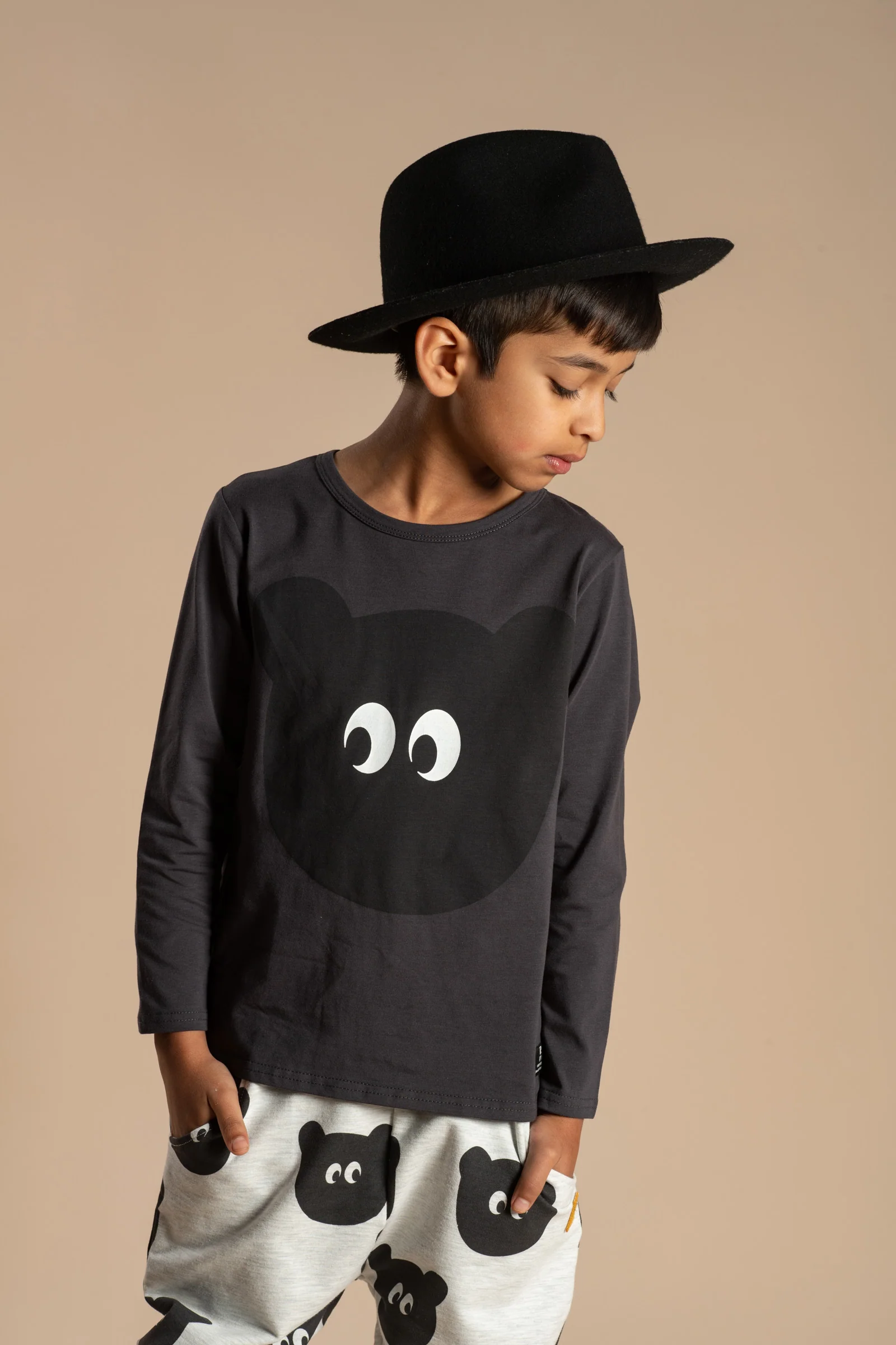 Rock Your Baby Bertie Bear Charcoal Long Sleeve T-Shirt - Image 2