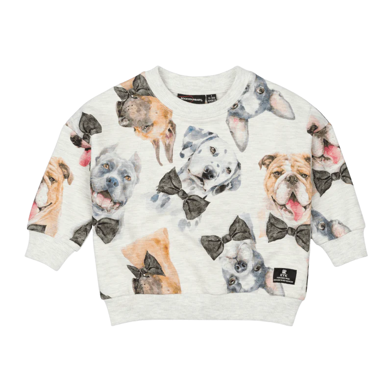 Rock Your Baby Black Tie Pups Baby Sweatshirt
