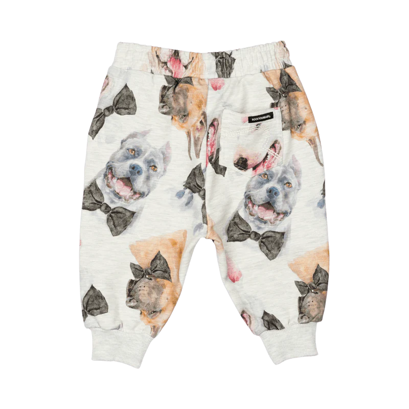 Rock Your Baby Black Tie Pups Baby Trackies - Image 2