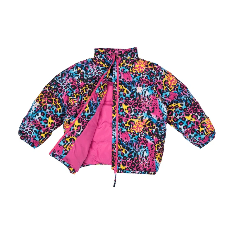 Rock Your Baby Blue Miami Leopard Puff Padded Jacket With Lining