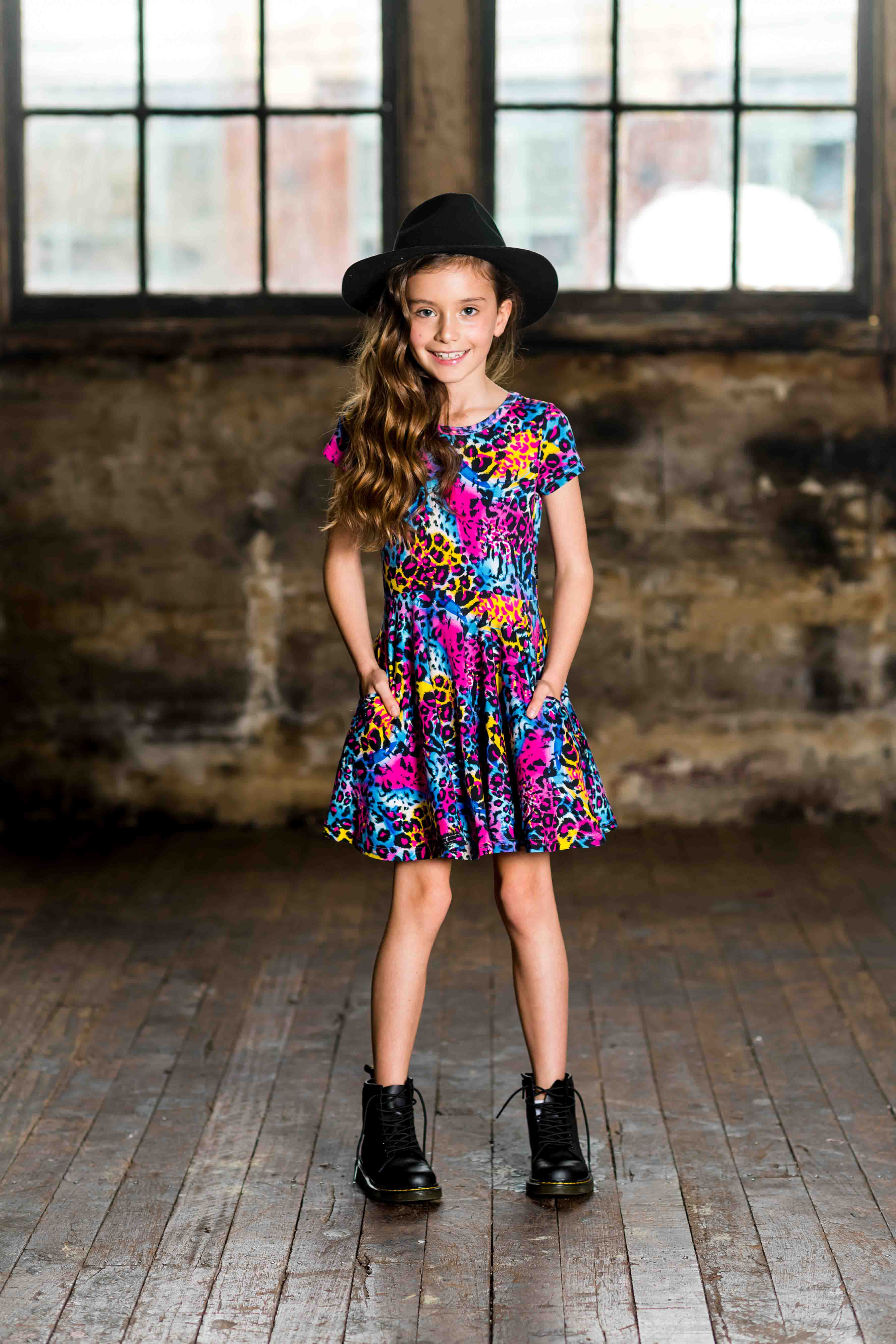 Rock Your Baby Blue Miami Leopard Short Sleeve Waisted Dress - Image 2