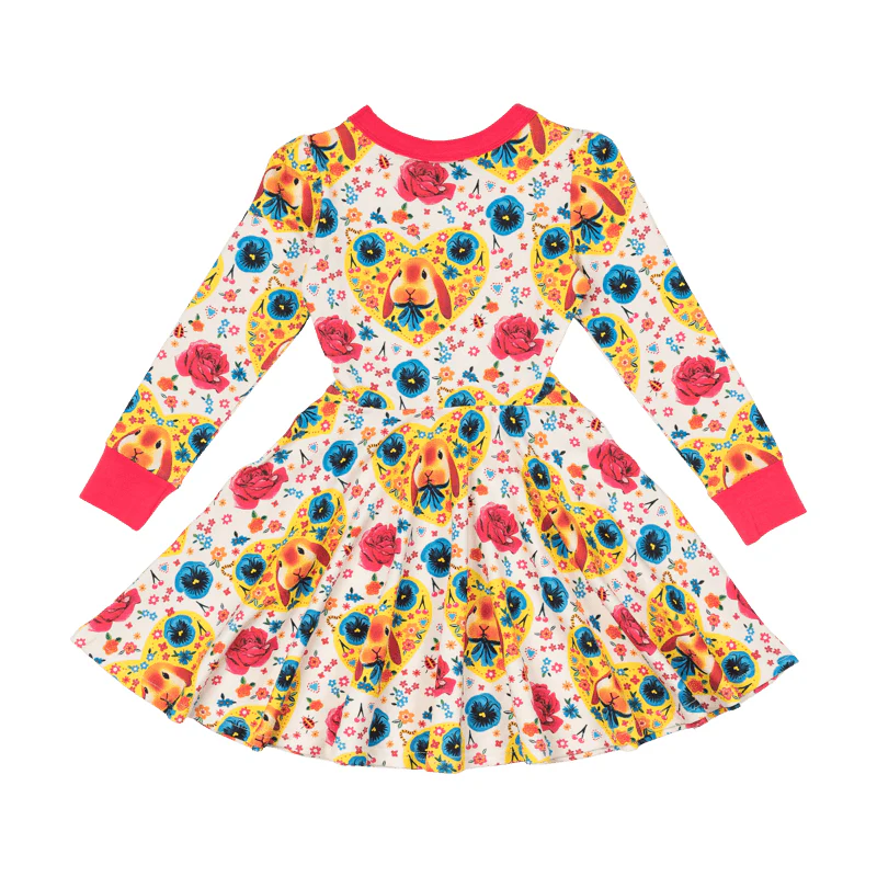 Rock Your Baby Bunny Heart Long Sleeve Waisted Dress - Image 2