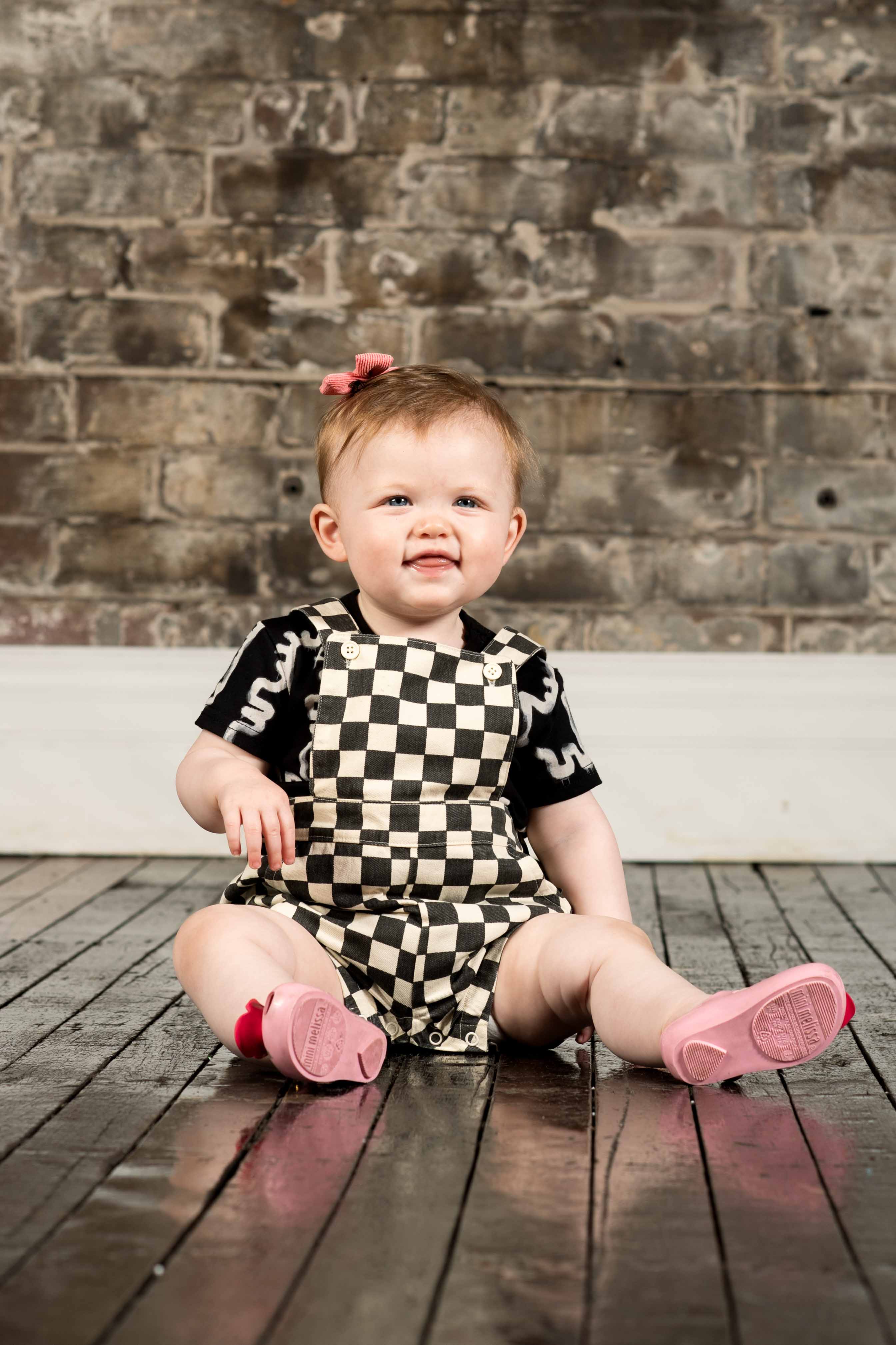 Rock Your Baby Charcoal Check Romper - Image 2