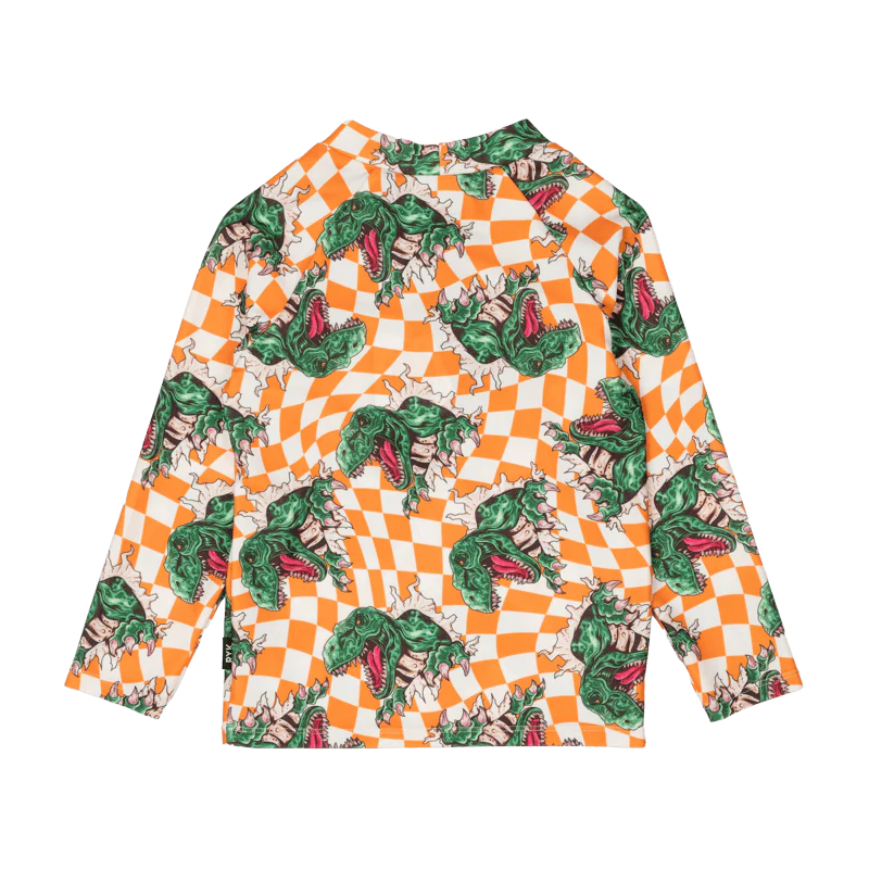Rock Your Baby Checker Dino Long Sleeve Rashie - Image 2