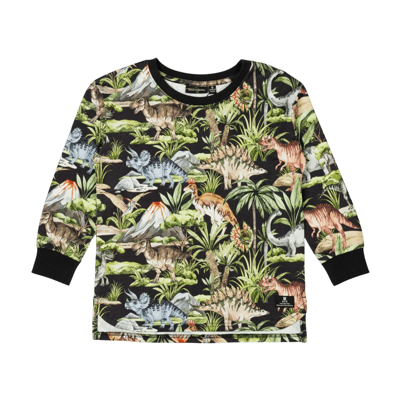 Rock Your Baby Dino Jungle Long Sleeve Boxy Fit T-Shirt