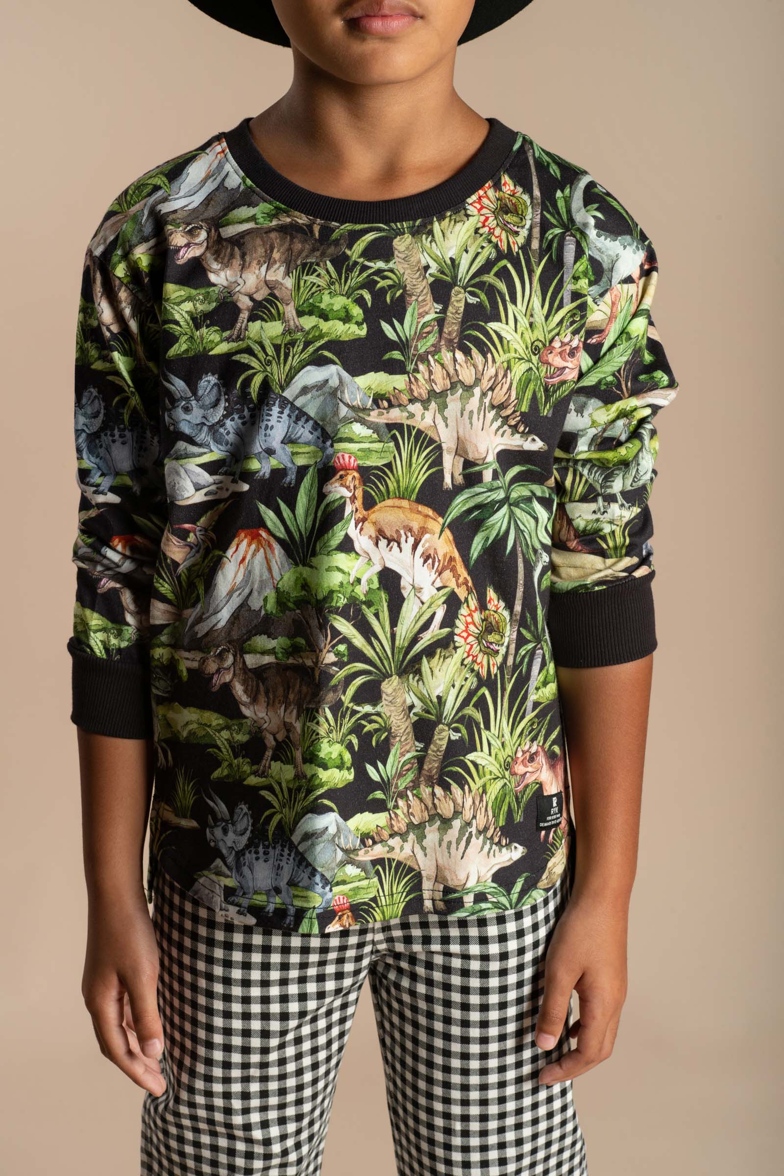 Rock Your Baby Dino Jungle Long Sleeve Boxy Fit T-Shirt - Image 2