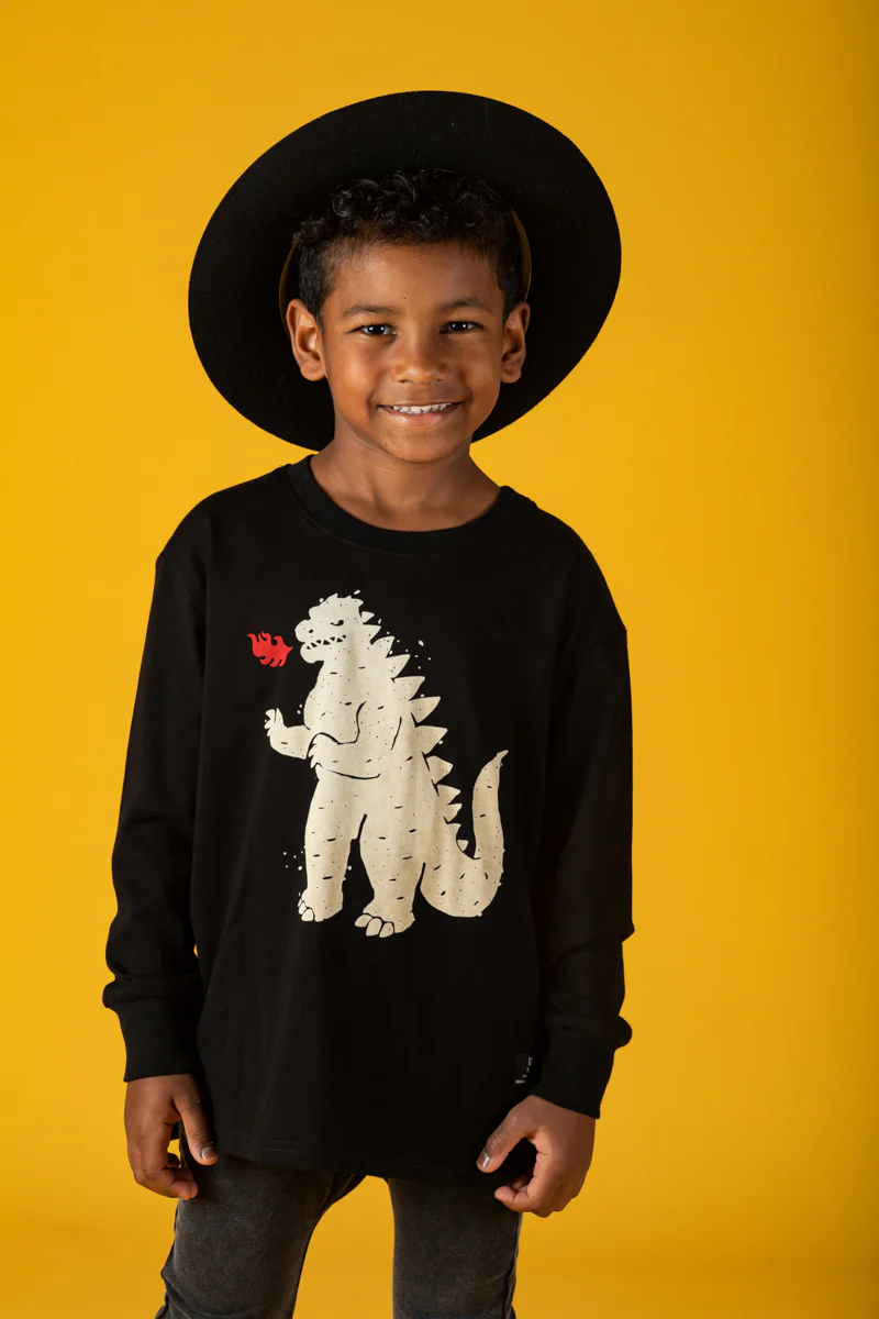 Rock Your Baby Godzilla Fire Long Sleeve T-Shirt - Image 5