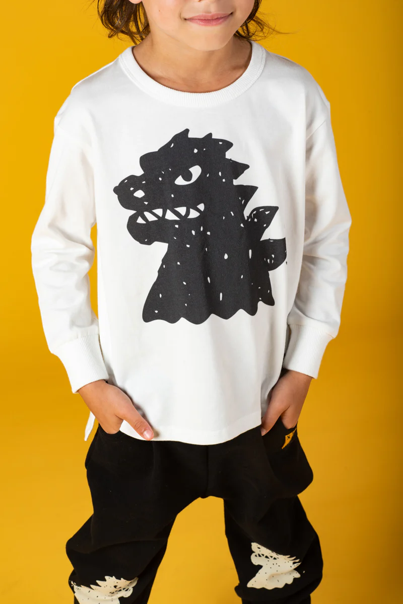 Rock Your Baby Godzilla Cream Long Sleeve T-Shirt - Image 2
