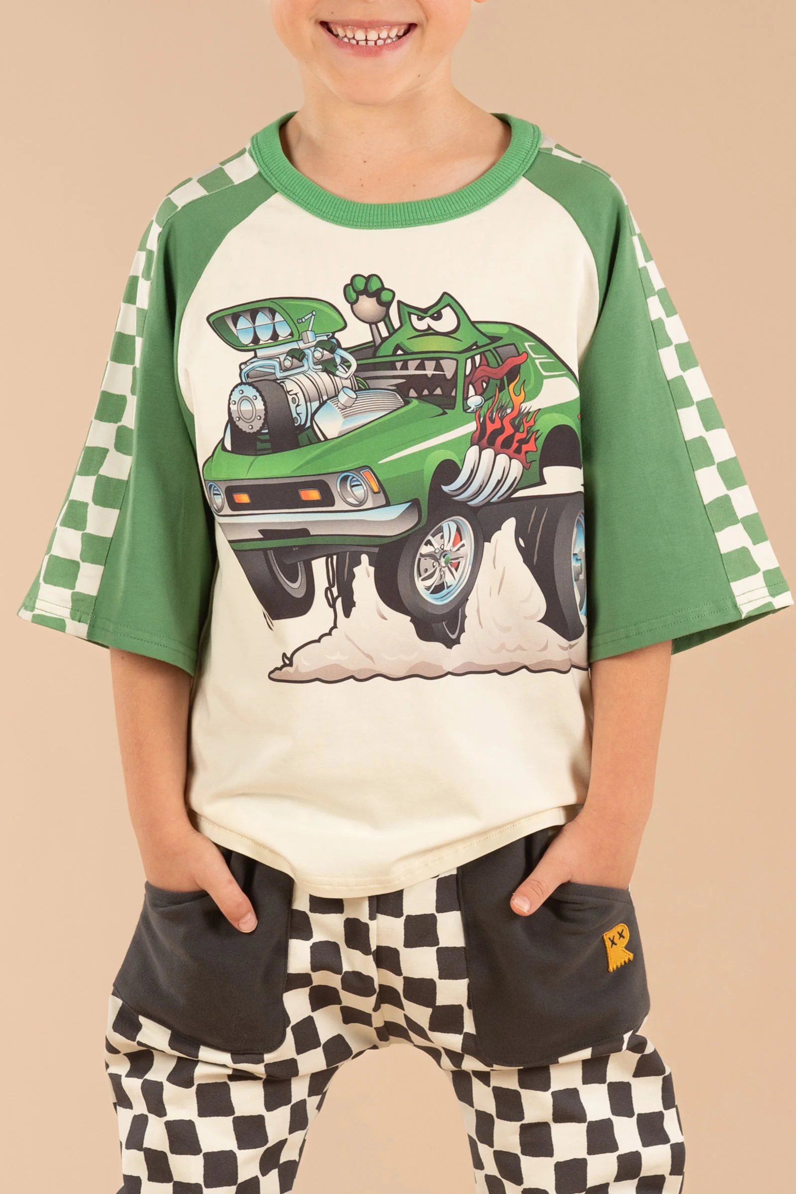 Rock Your Baby Green Machine 3/4 Sleeve T-Shirt - Image 2