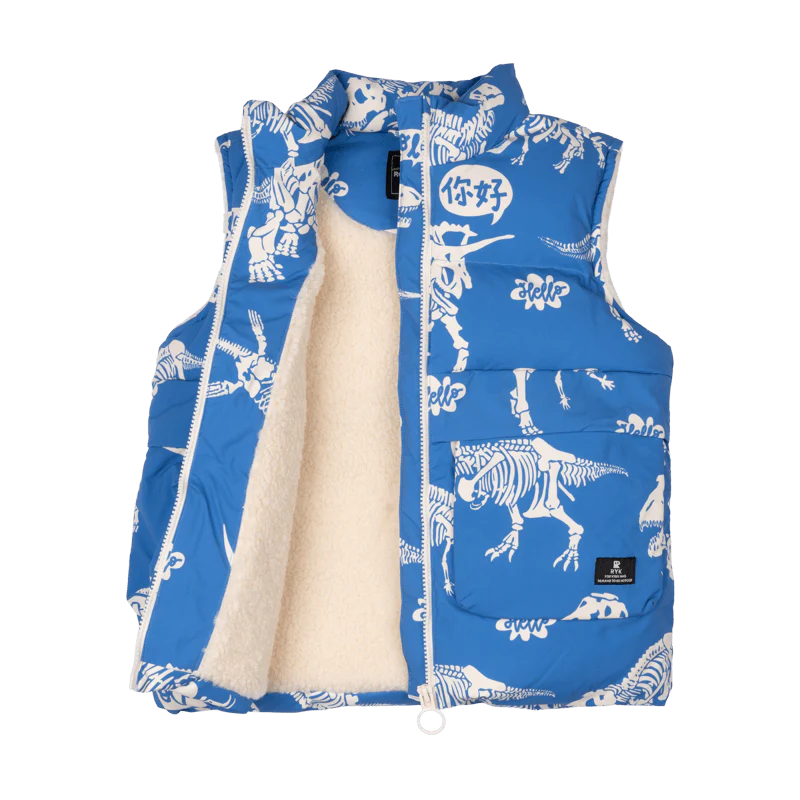 Rock Your Baby Hello Dino Sherpa Lined Padded Vest - Image 3