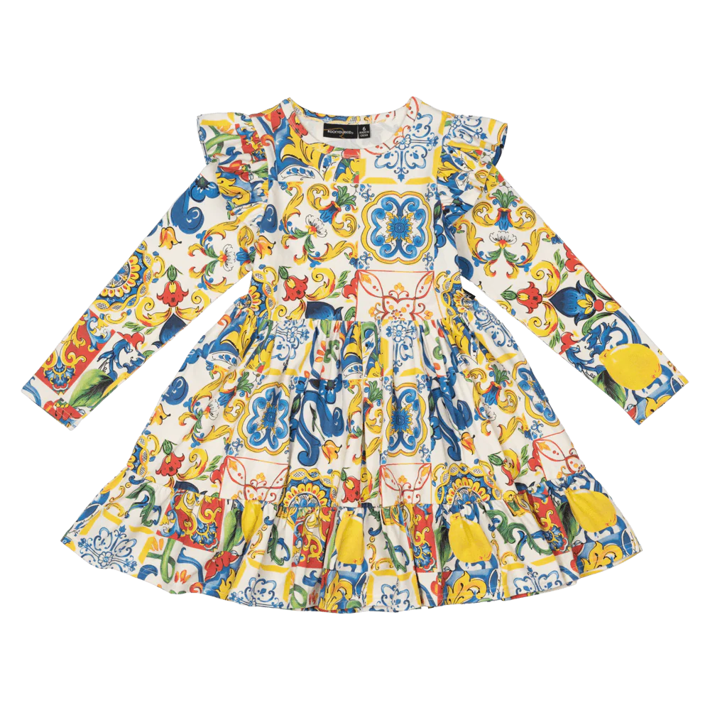 Long Sleeve Ruffle Dress - Sicily