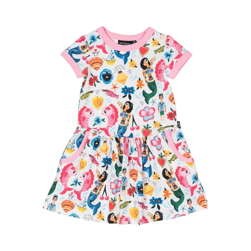 Rock Your Baby Mermaids Short Sleeve Drop Waist Dress