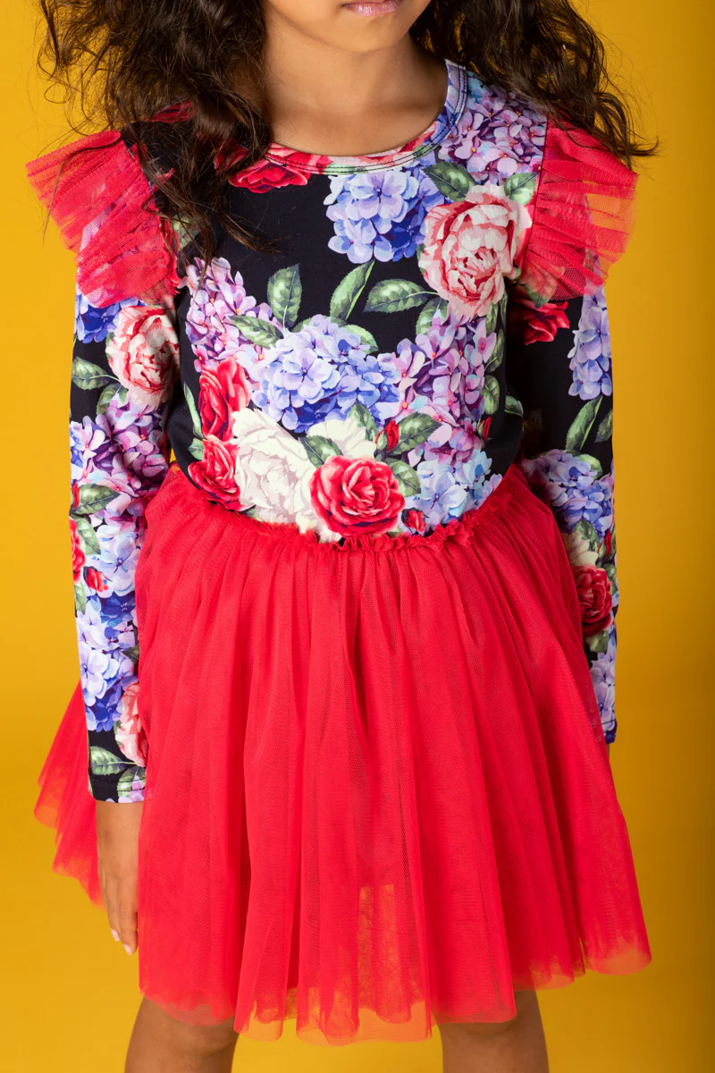 Rock Your Baby Midnight Florals Long Sleeve Circus Dress - Image 4
