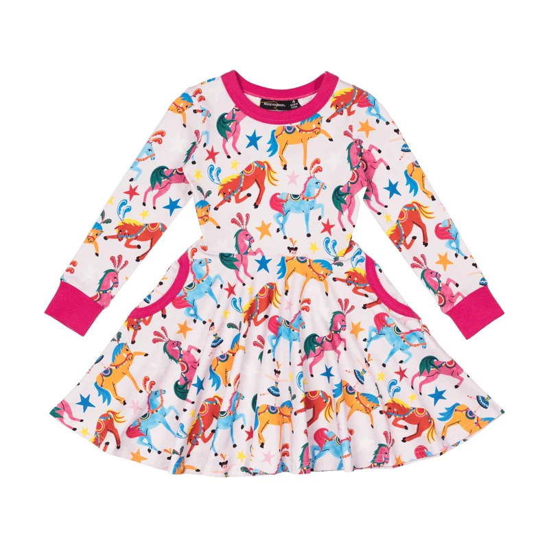 Rock Your Baby Parade Long Sleeve Waisted Dress