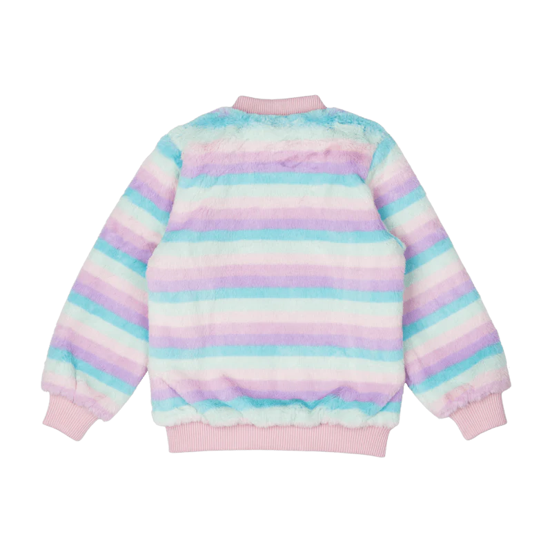 Rock Your Baby Pastel Stripe Faux Fur Jacket - Image 4