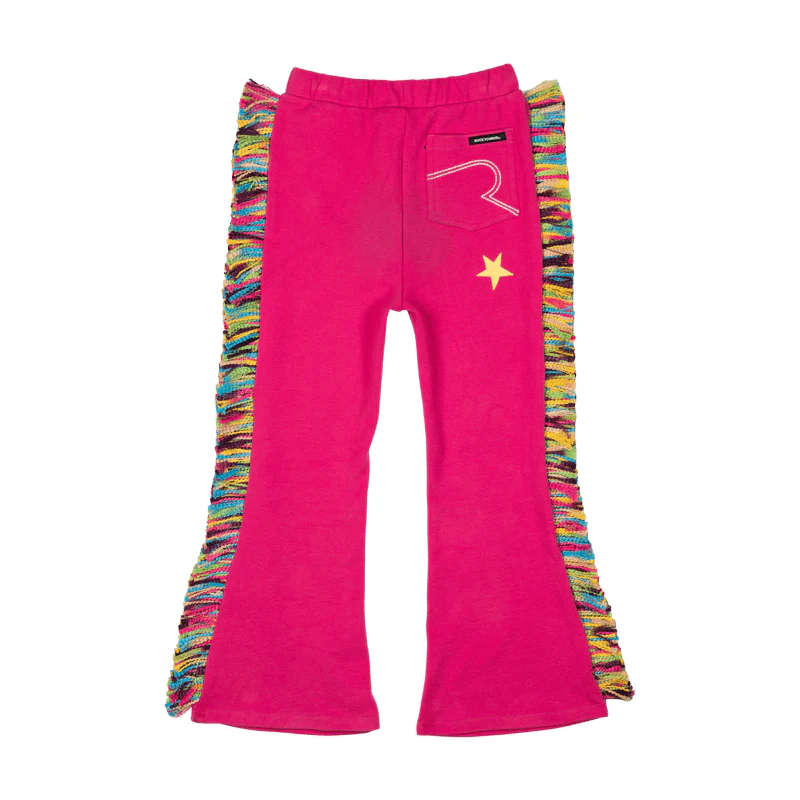 Rock Your Baby Pink Parade High Waisted Flares With Fringing - Image 2