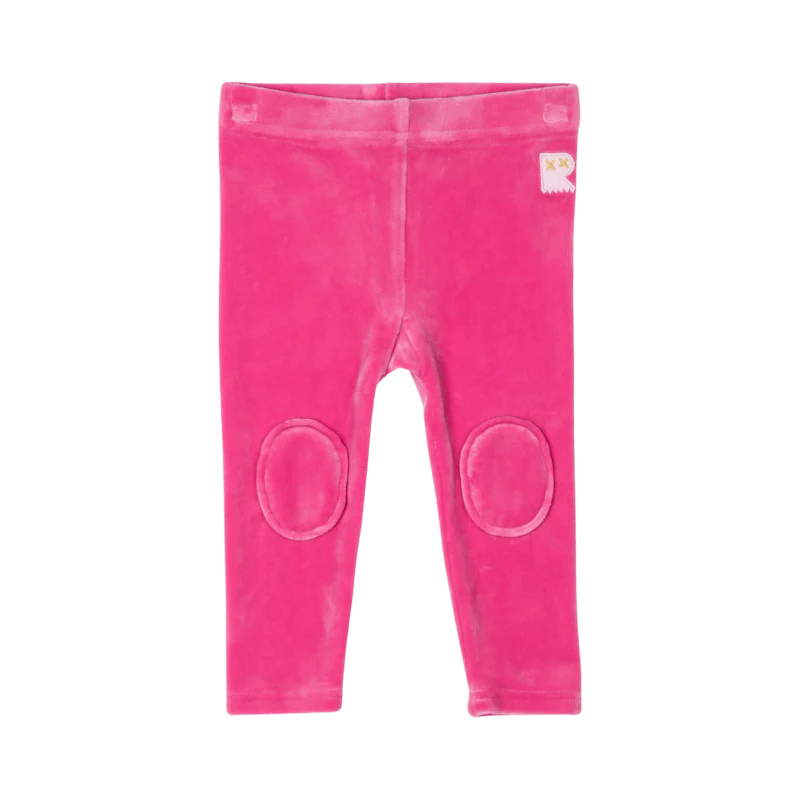 Rock Your Baby Pink Velvet Baby Knee Patch Tights
